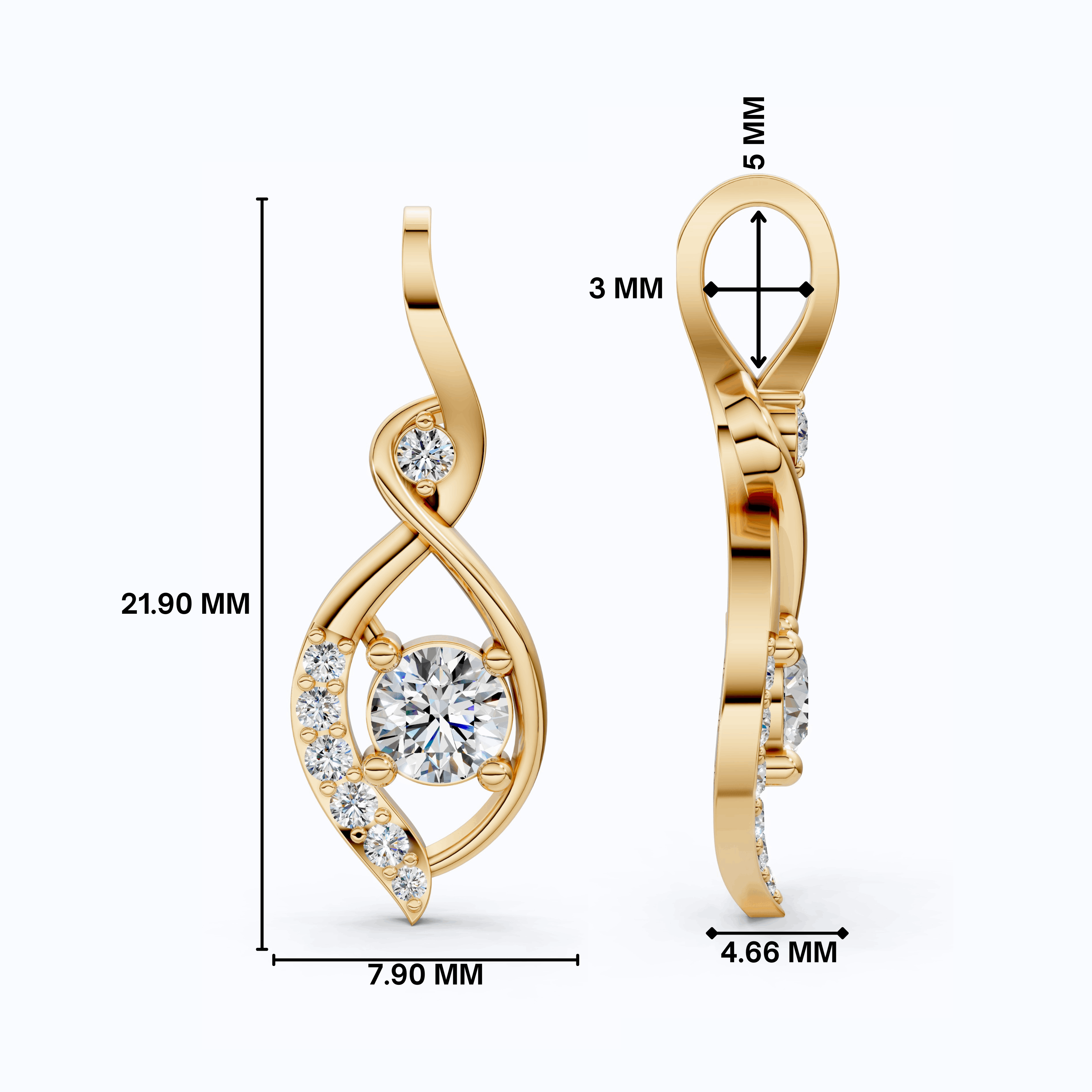 Award-Inspired Infinity Twist Wedding Pendant in 14K Solid Gold, 0.37 TCW Round Cut Lab Grown Diamonds, Anniversary Gift for Her, Handmade Bridal Jewelry