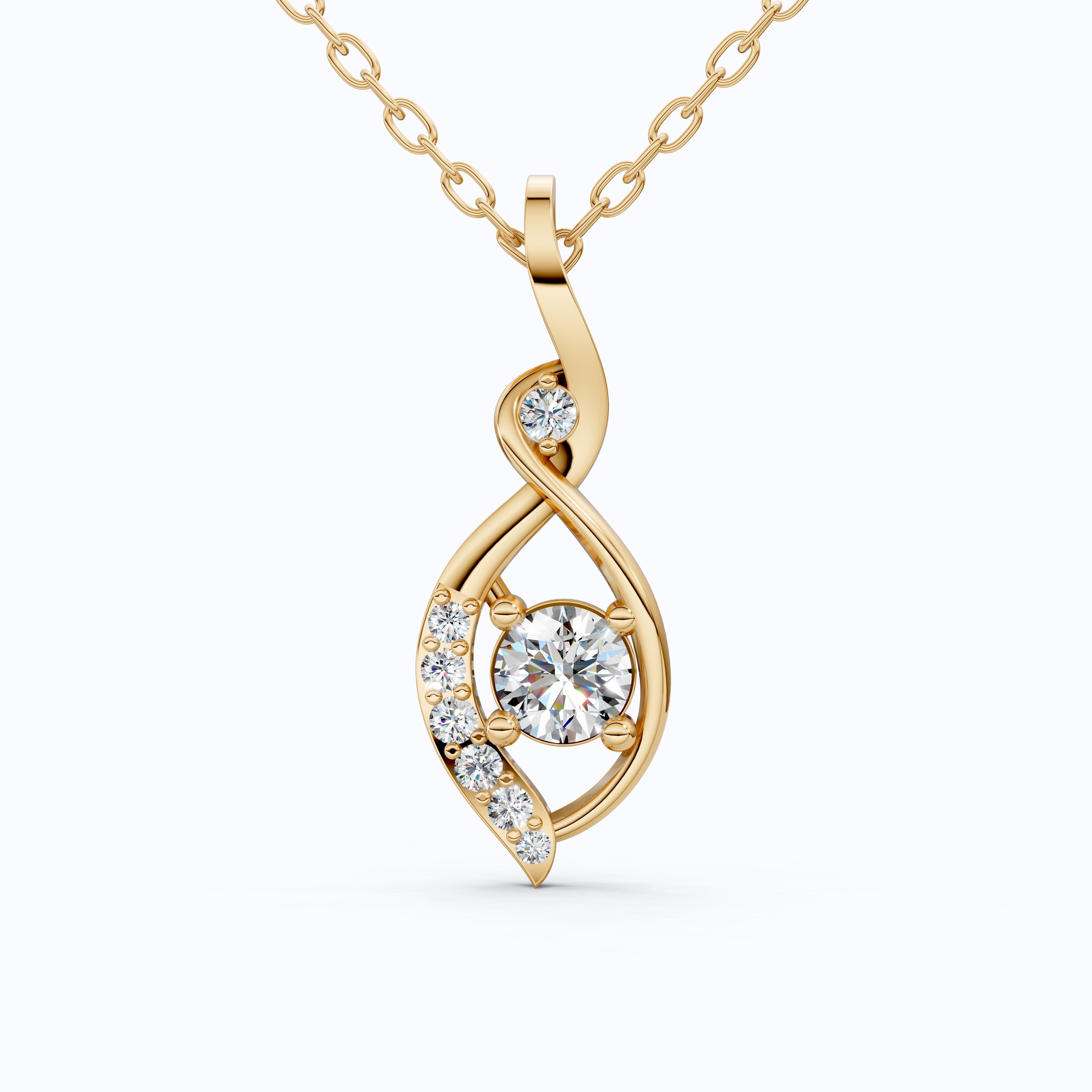 Award-Inspired Infinity Twist Wedding Pendant in 14K Solid Gold, 0.37 TCW Round Cut Lab Grown Diamonds, Anniversary Gift for Her, Handmade Bridal Jewelry