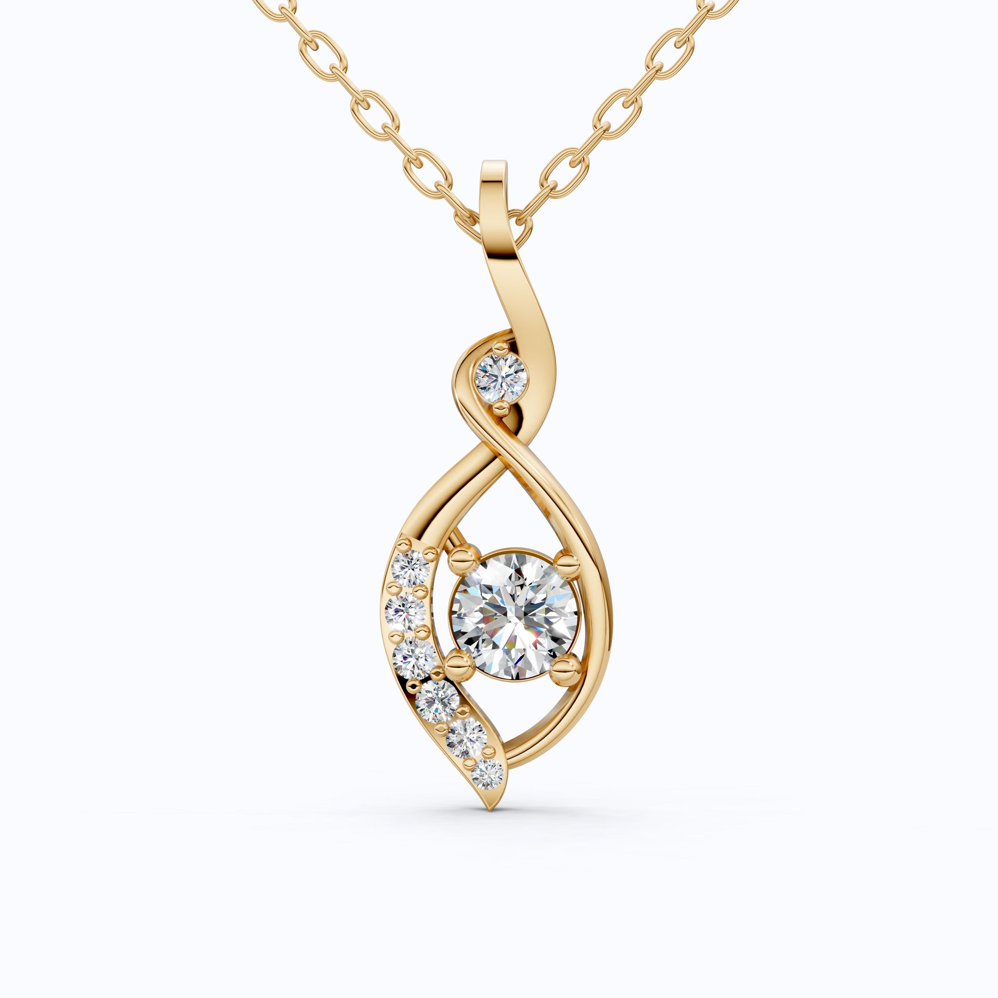 Award-Inspired Infinity Twist Wedding Pendant in 14K Solid Gold, 0.37 TCW Round Cut Lab Grown Diamonds, Anniversary Gift for Her, Handmade Bridal Jewelry