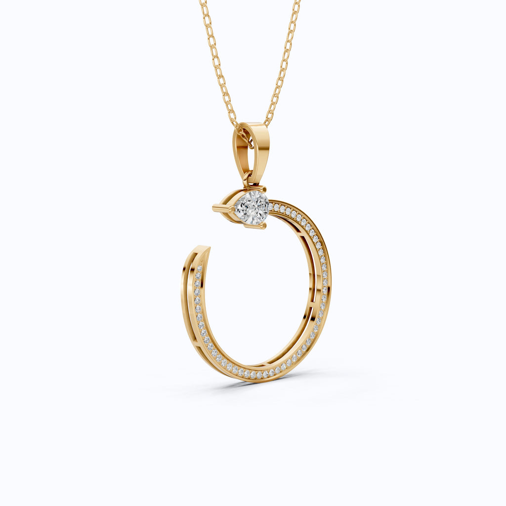 Pear Pave Circle Diamond Pendant in 14K Solid Gold, 0.96 TCW Pear/Round Cut Lab Diamonds, Lifeline Symbol Pendant, Birthday Gift for Her