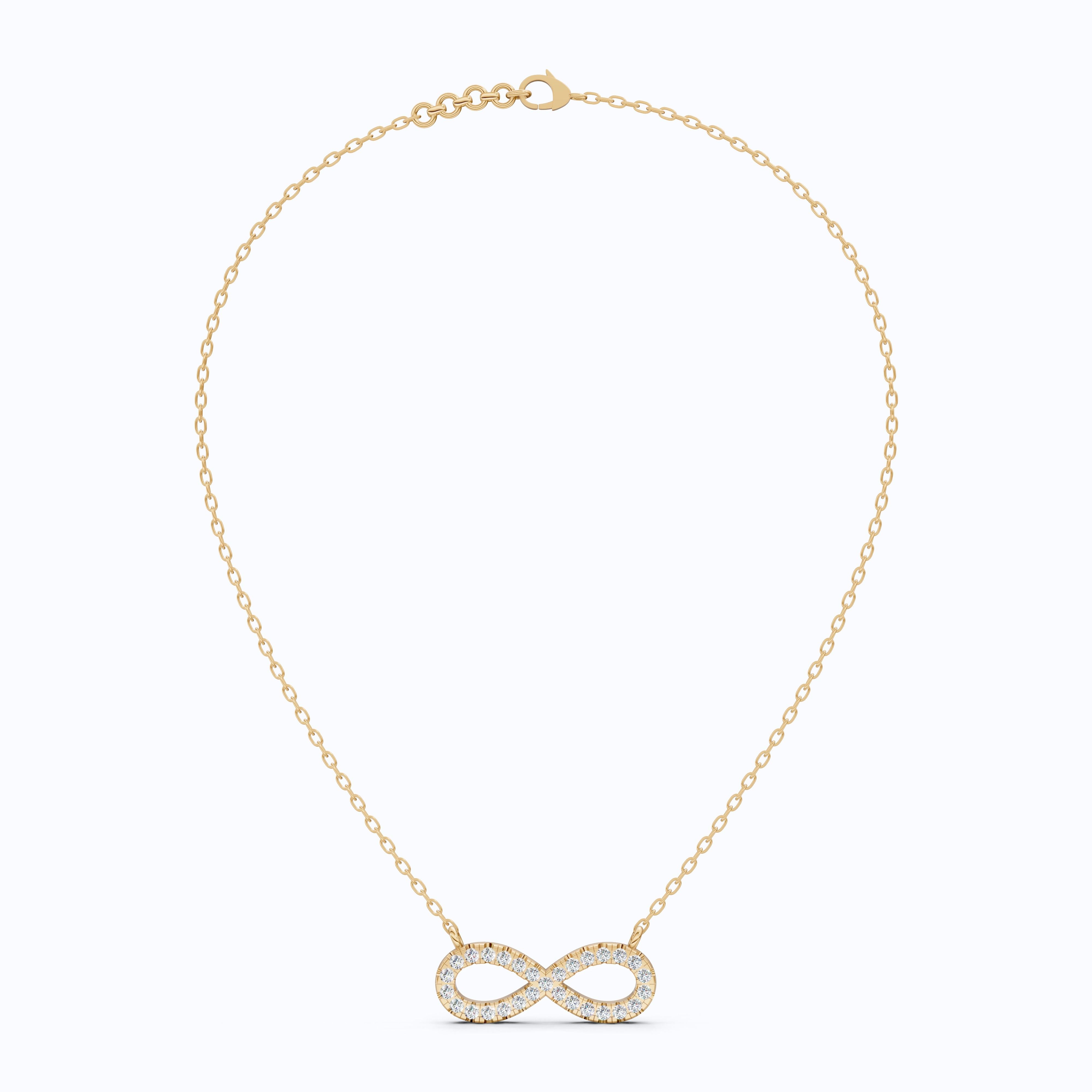 Classic Sideways Infinity Diamond Pendant in 14k Solid Gold, 0.44 TCW Round Cut Lab Grown Diamonds, Wedding Gift for Her, Promise Jewelry