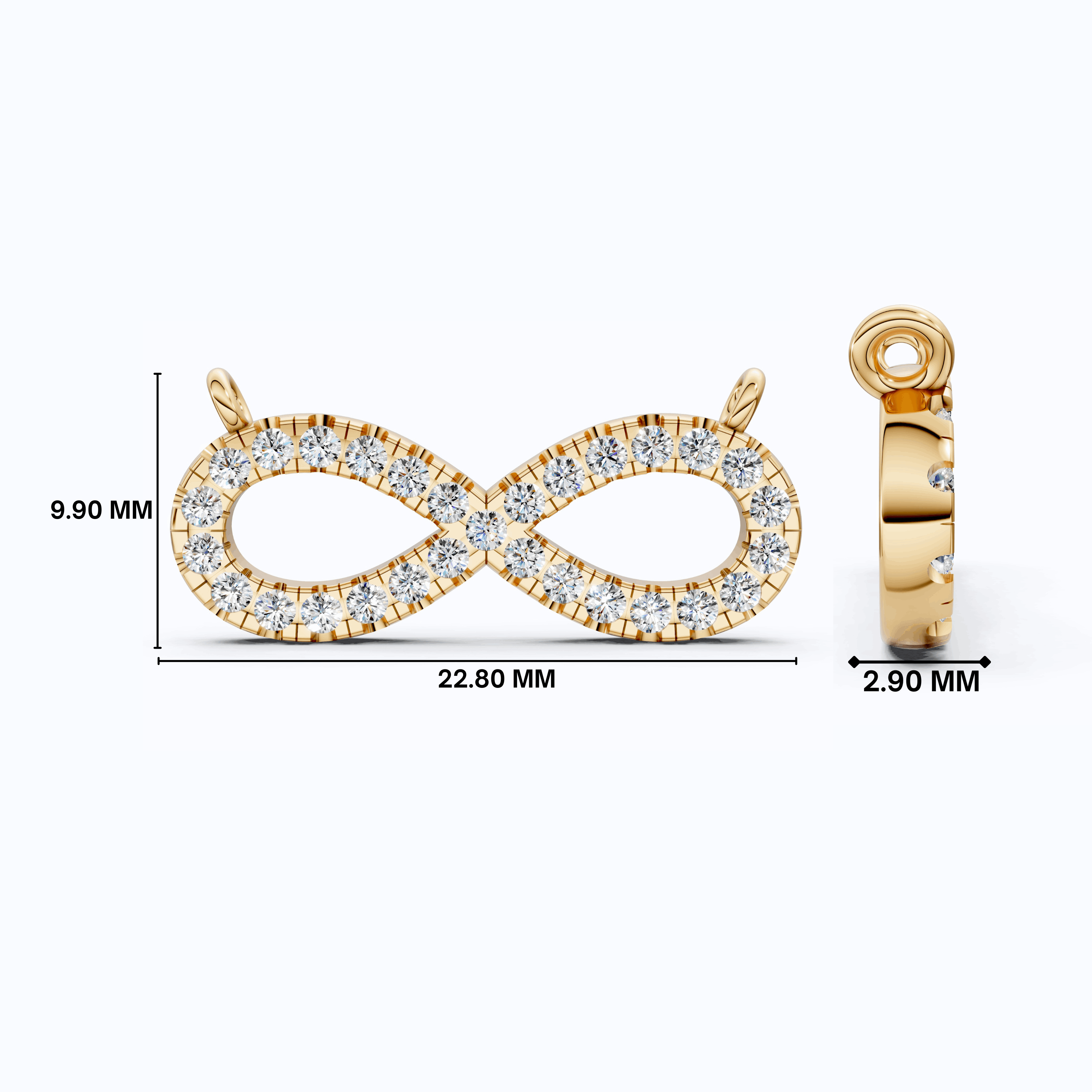 Classic Sideways Infinity Diamond Pendant in 14k Solid Gold, 0.44 TCW Round Cut Lab Grown Diamonds, Wedding Gift for Her, Promise Jewelry