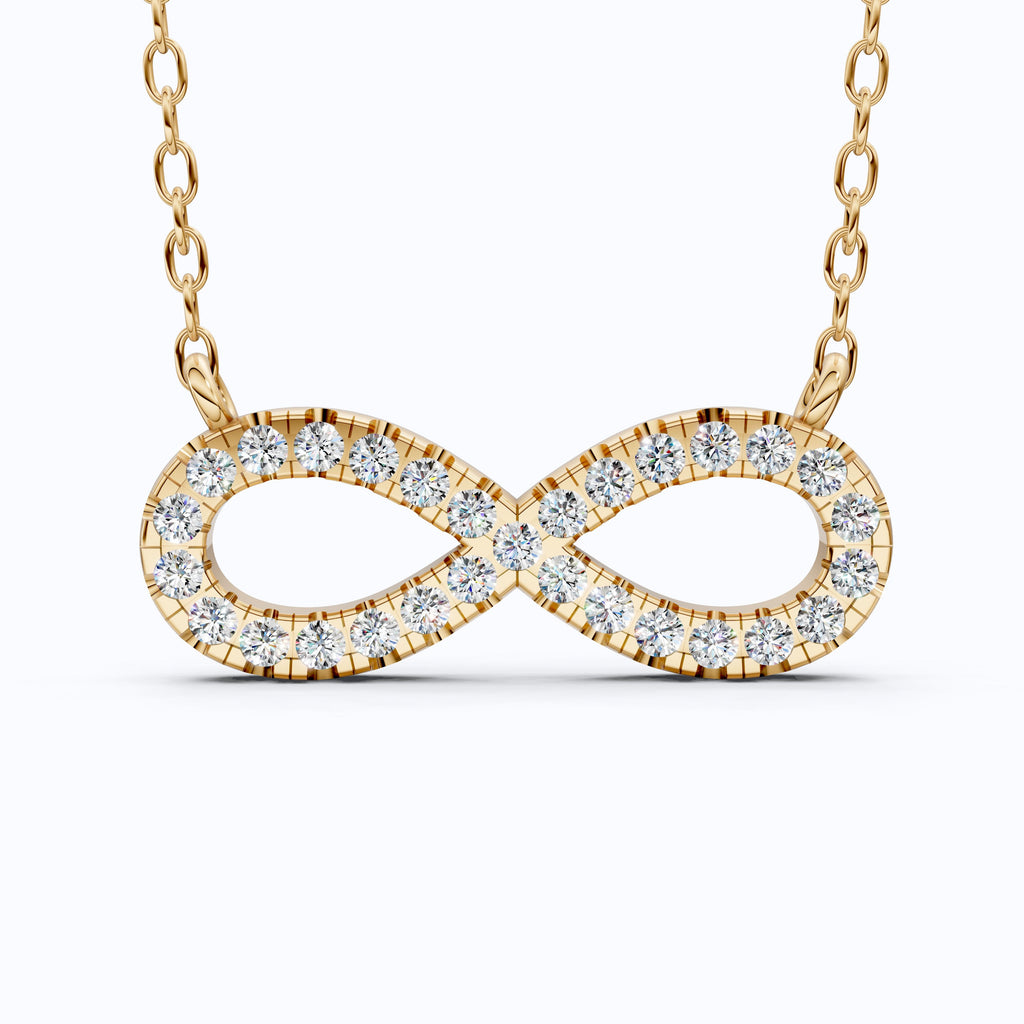 Classic Sideways Infinity Diamond Pendant in 14k Solid Gold, 0.44 TCW Round Cut Lab Grown Diamonds, Wedding Gift for Her, Promise Jewelry