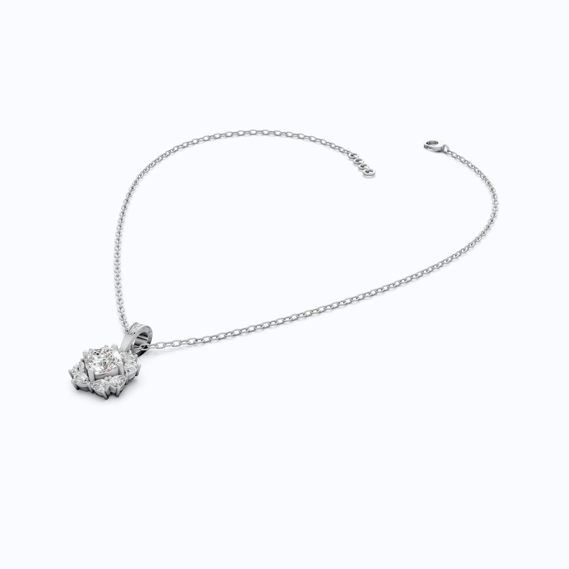 Unique Floral Cluster Diamond Pendant in 14k Solid Gold, 1.00 CT Cushion Cut Lab Grown Diamond, Gift for Her, Bridal Jewelry, Wedding Jewelry