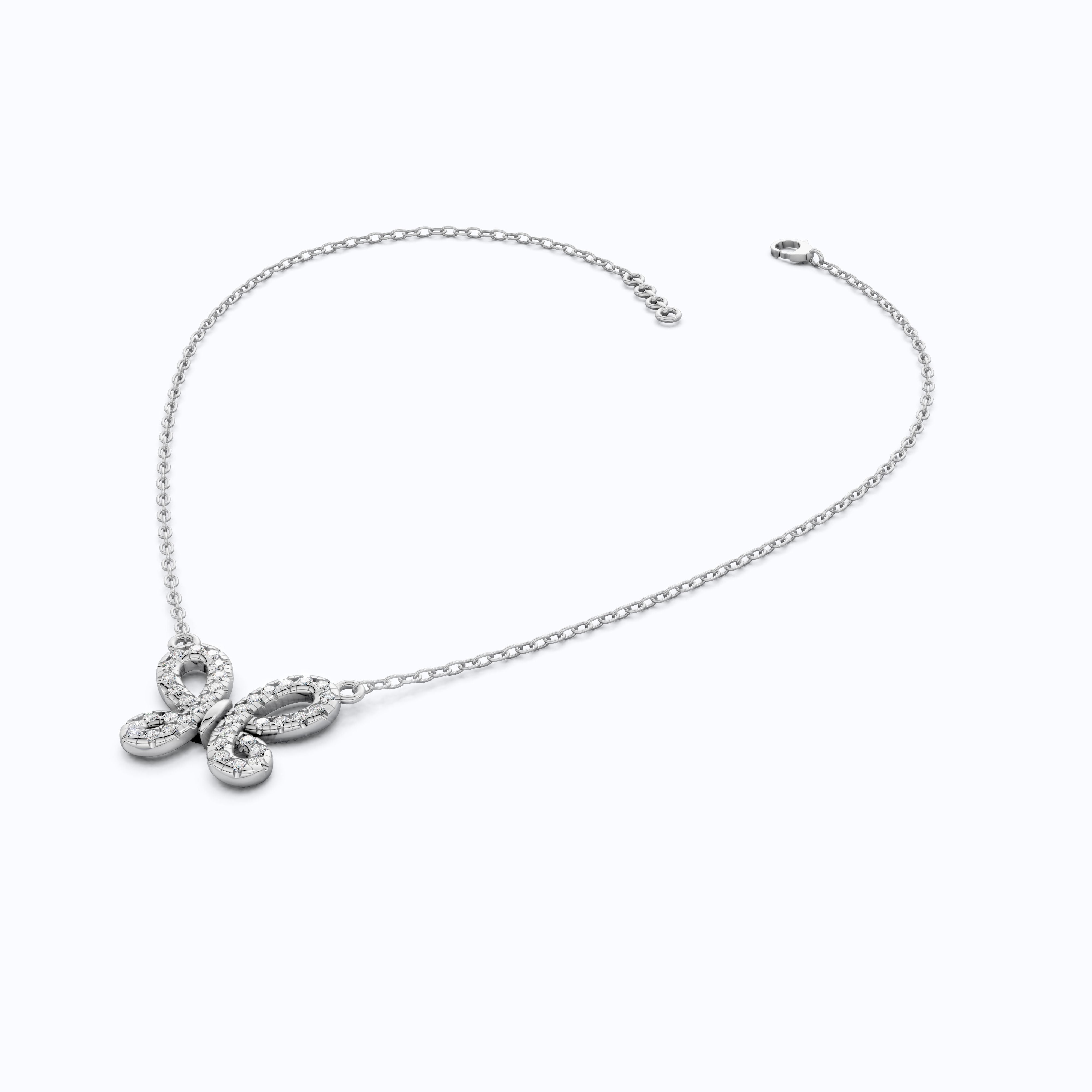 Elegant Pave Butterfly Diamond Pendant in 14k Solid Gold, 0.38 TCW Round Cut Lab Grown Diamonds, Romantic Gift for Her, Everyday Pendant