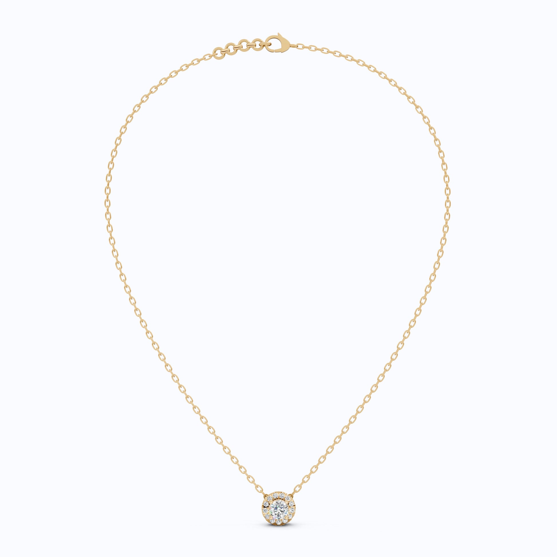 Minimalist Round Halo Wedding Pendant in Lab Grown Diamond - 14k Solid Gold, Gift for Her, Diamond Pendant