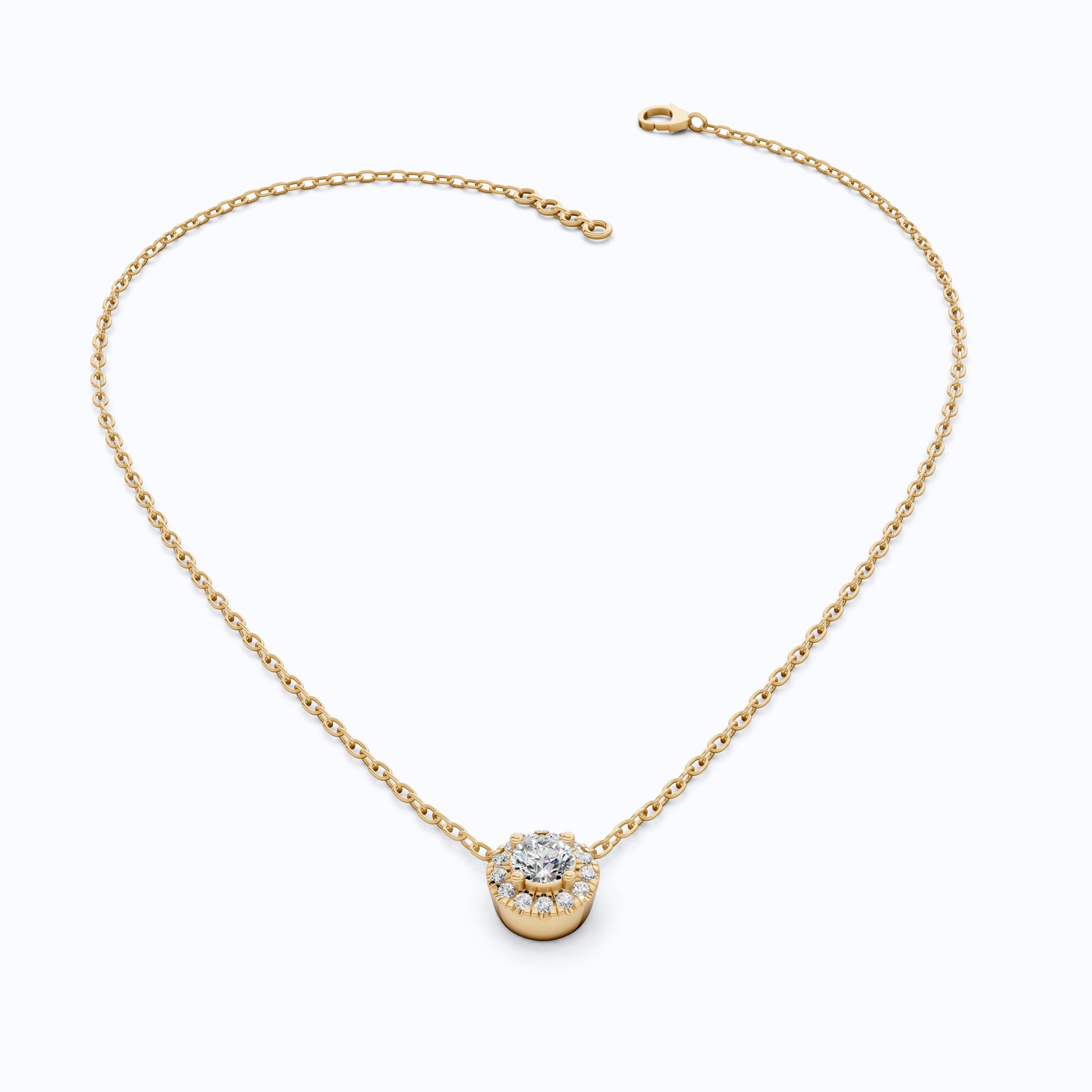 Minimalist Round Halo Wedding Pendant in Lab Grown Diamond - 14k Solid Gold, Gift for Her, Diamond Pendant