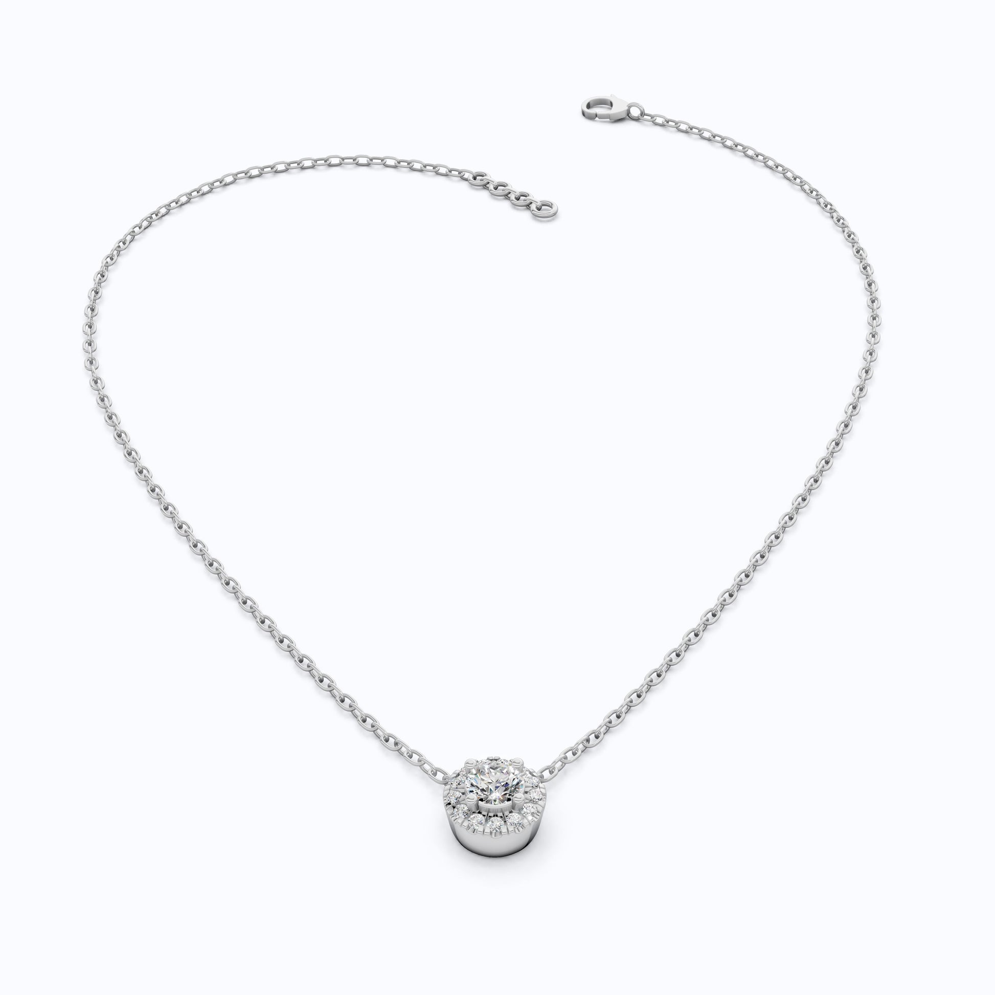 Minimalist Round Halo Wedding Pendant in Lab Grown Diamond - 14k Solid Gold, Gift for Her, Diamond Pendant