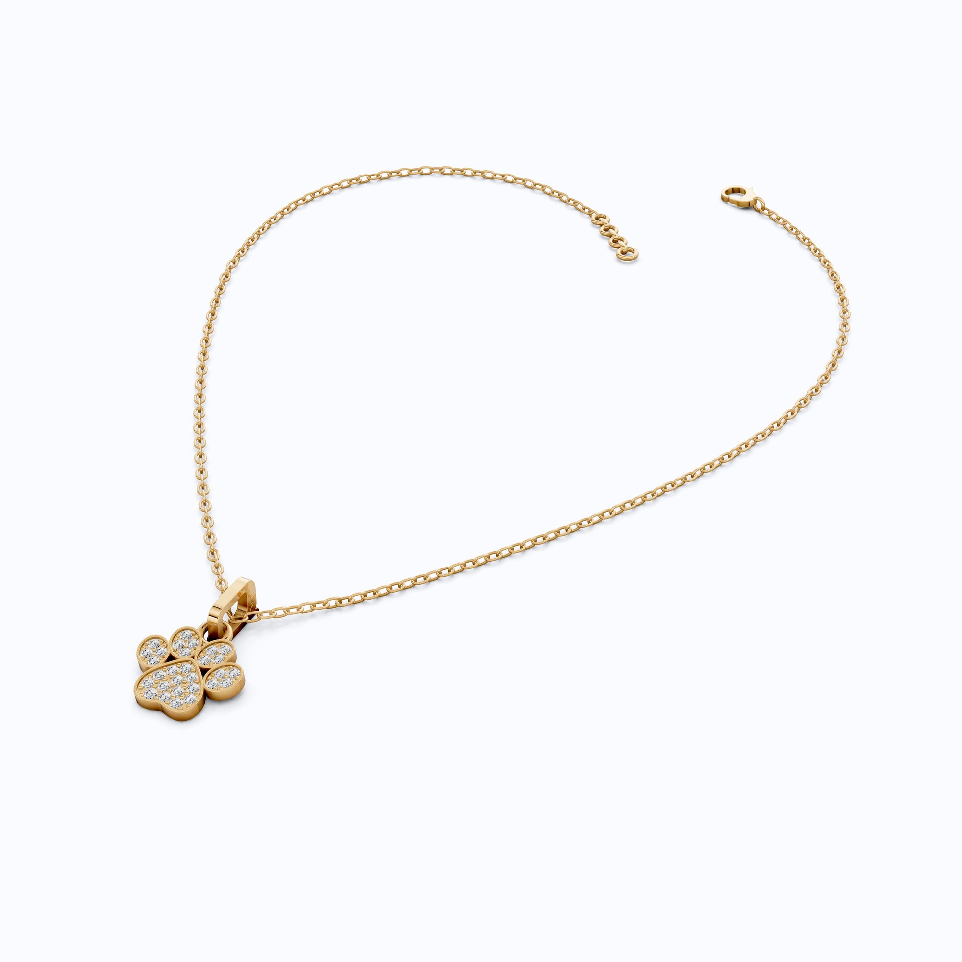 Animal Paw Print Elegant Pendant in 14K Yellow Gold, 0.24 TCW Round Cut Lab Created Diamonds, Birthday Gift for Girl, Pet Lover Jewelry