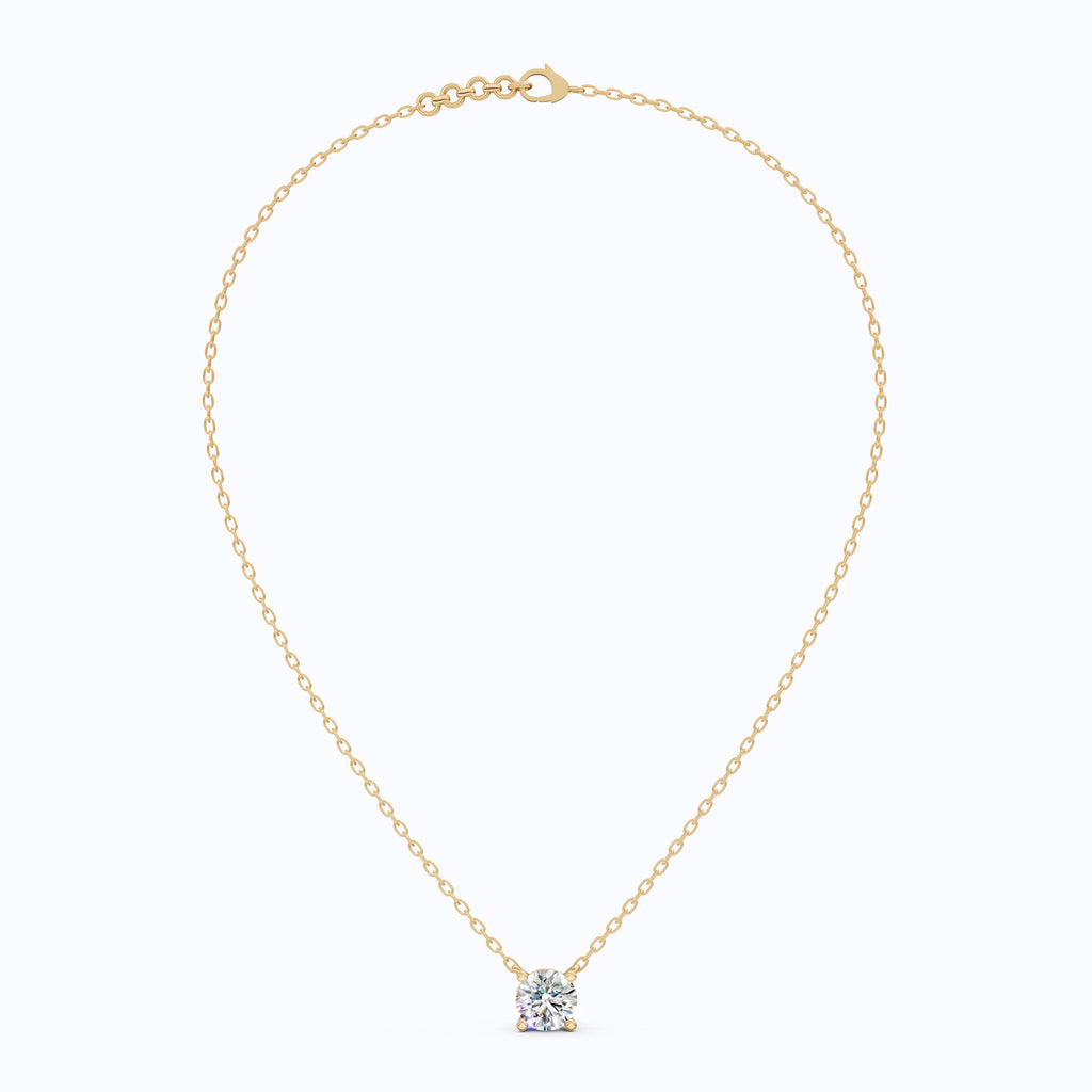 1.00 CT Round Cut Lab Diamond Solitaire Pendant Necklace in 14K Yellow Gold, Anniversary Gift For Her, Everyday Pendant