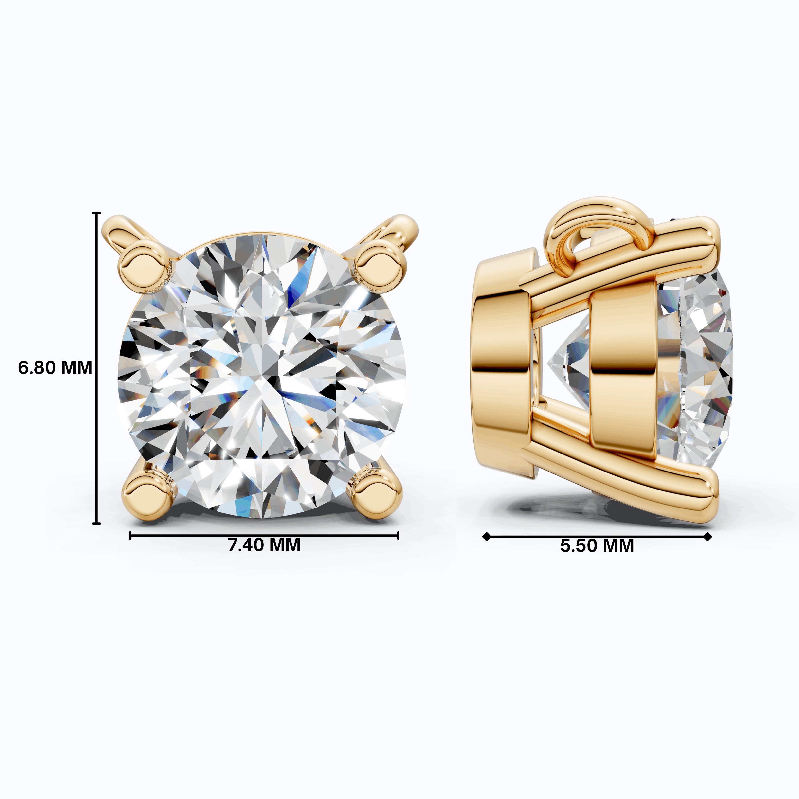 1.00 CT Round Cut Lab Diamond Solitaire Pendant Necklace in 14K Yellow Gold, Anniversary Gift For Her, Everyday Pendant