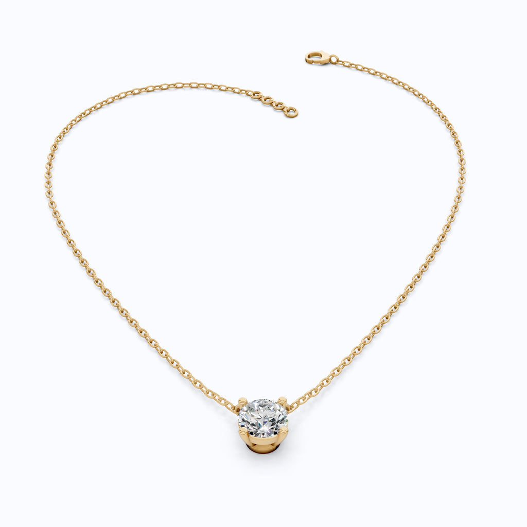 1.00 CT Round Cut Lab Diamond Solitaire Pendant Necklace in 14K Yellow Gold, Anniversary Gift For Her, Everyday Pendant