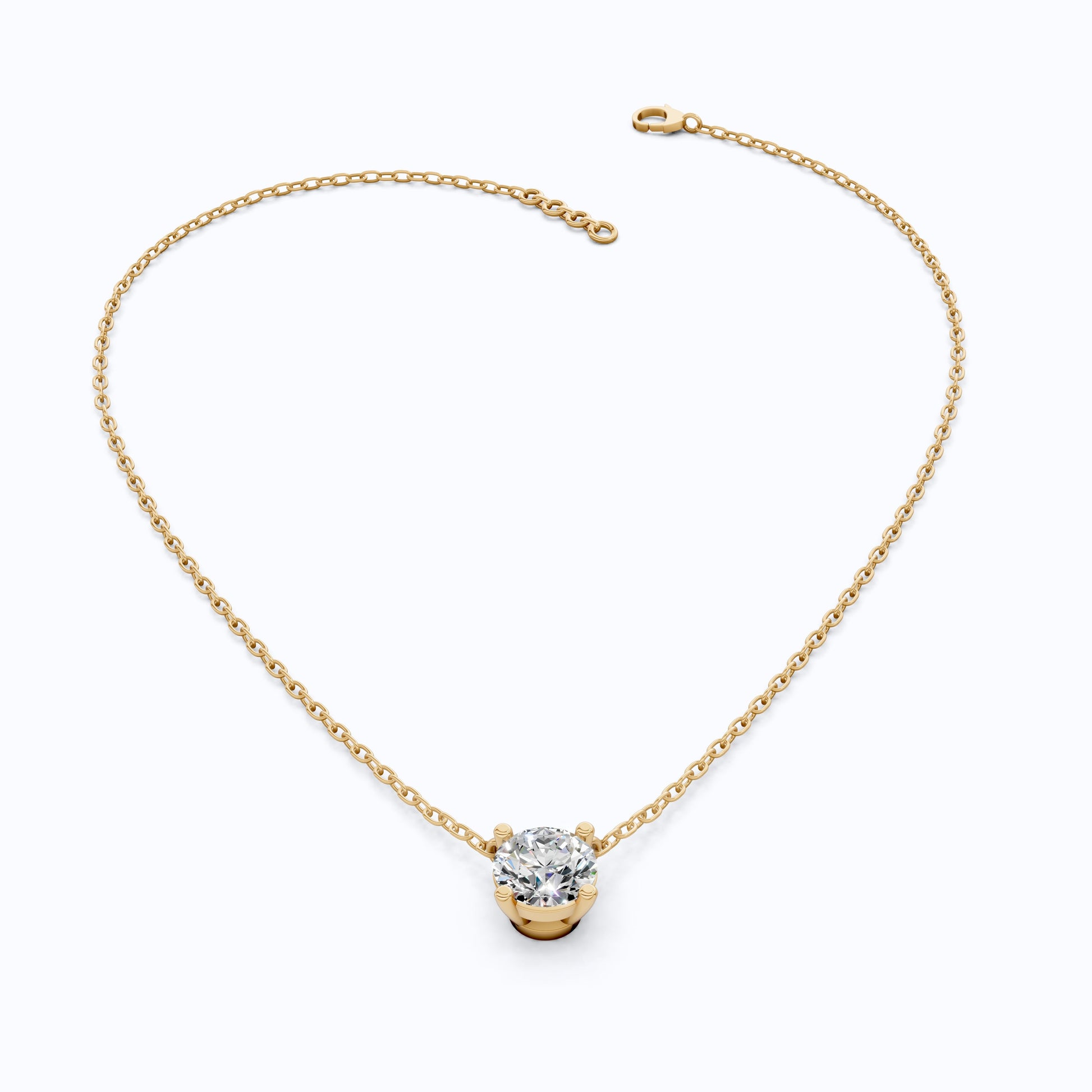 1.00 CT Round Cut Lab Diamond Solitaire Pendant Necklace in 14K Yellow Gold, Anniversary Gift For Her, Everyday Pendant