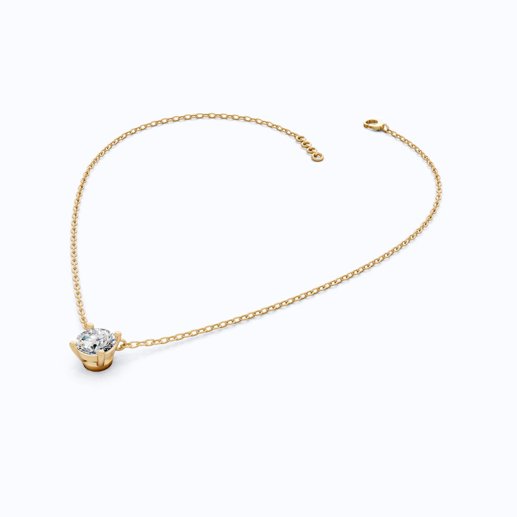 1.00 CT Round Cut Lab Diamond Solitaire Pendant Necklace in 14K Yellow Gold, Anniversary Gift For Her, Everyday Pendant