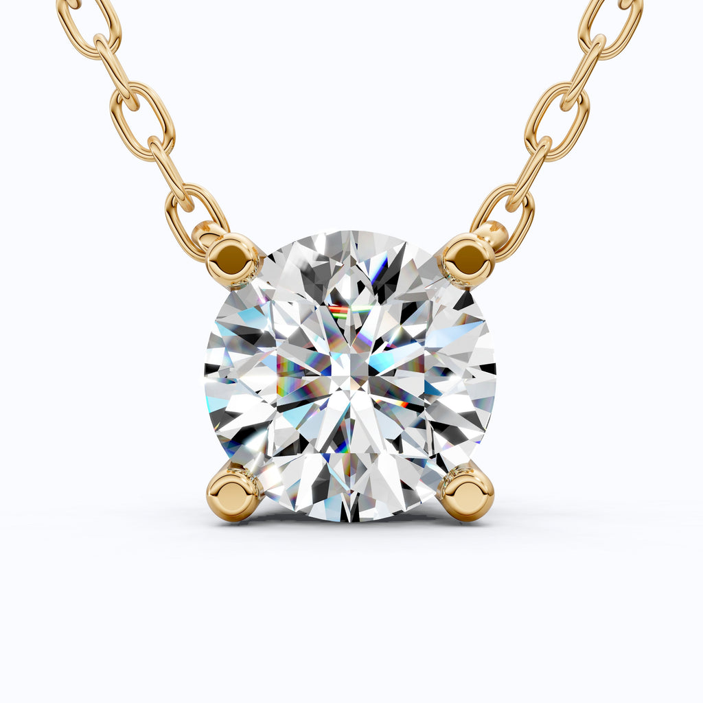 1.00 CT Round Cut Lab Diamond Solitaire Pendant Necklace in 14K Yellow Gold, Anniversary Gift For Her, Everyday Pendant