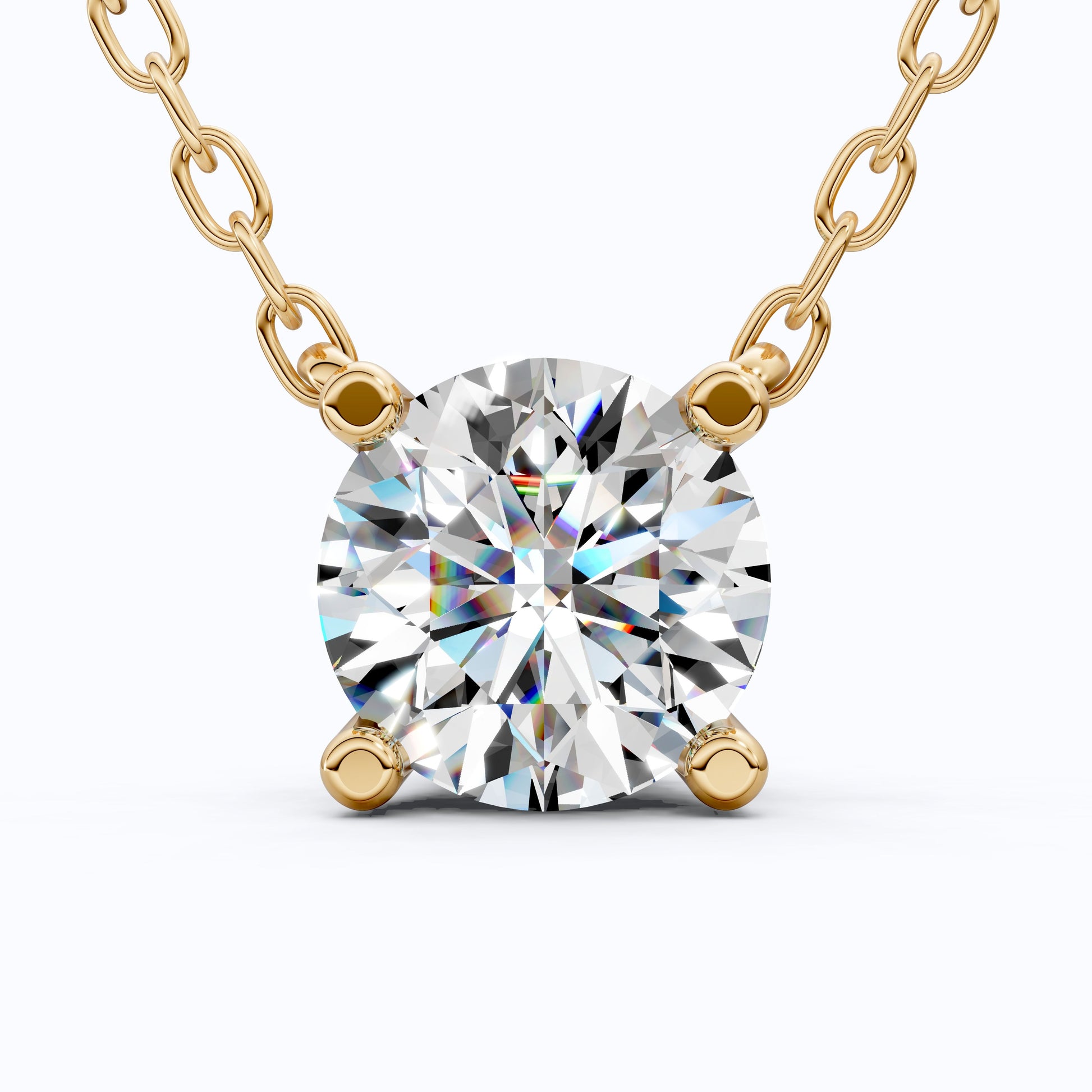 1.00 CT Round Cut Lab Diamond Solitaire Pendant Necklace in 14K Yellow Gold, Anniversary Gift For Her, Everyday Pendant