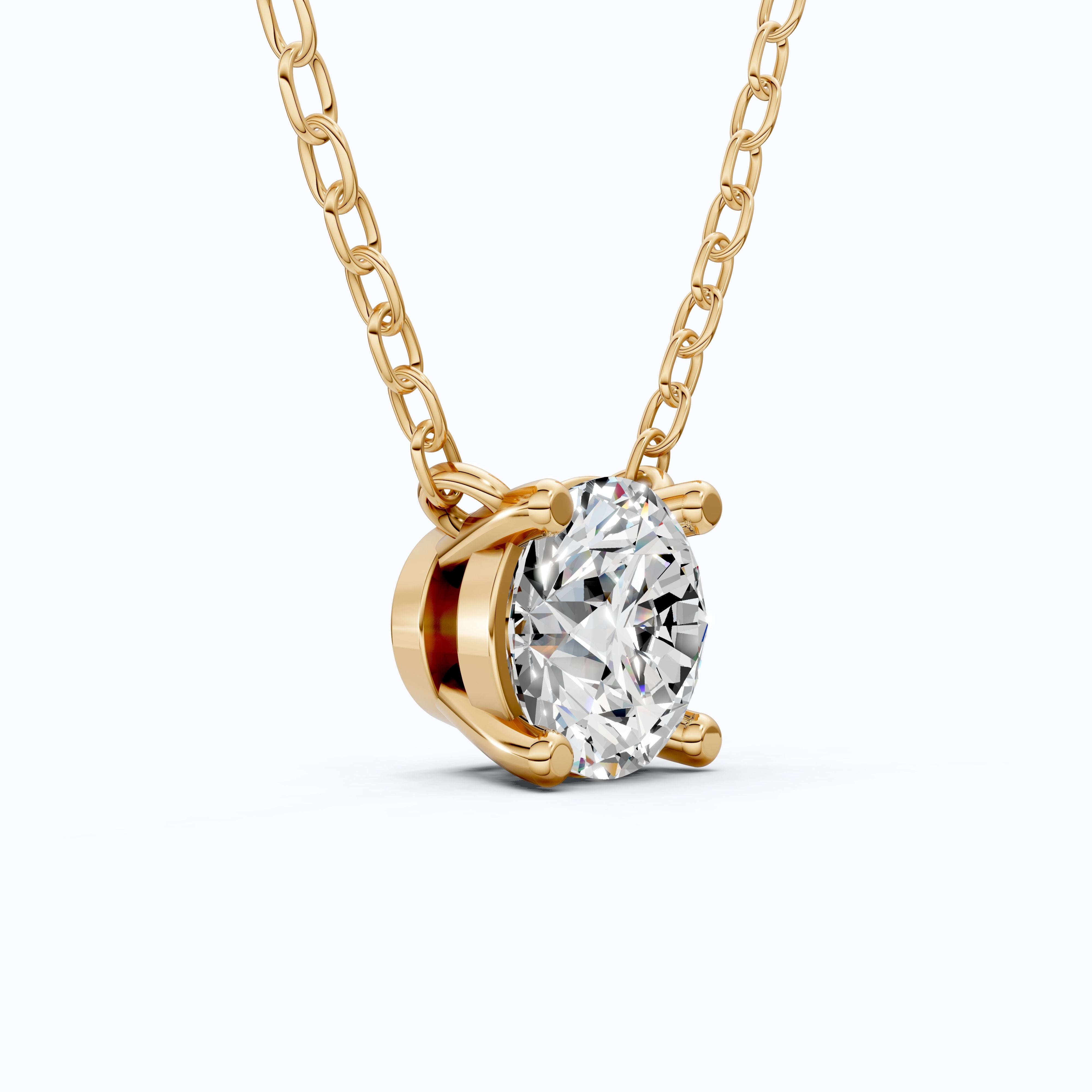 1.00 CT Round Cut Lab Diamond Solitaire Pendant Necklace in 14K Yellow Gold, Anniversary Gift For Her, Everyday Pendant