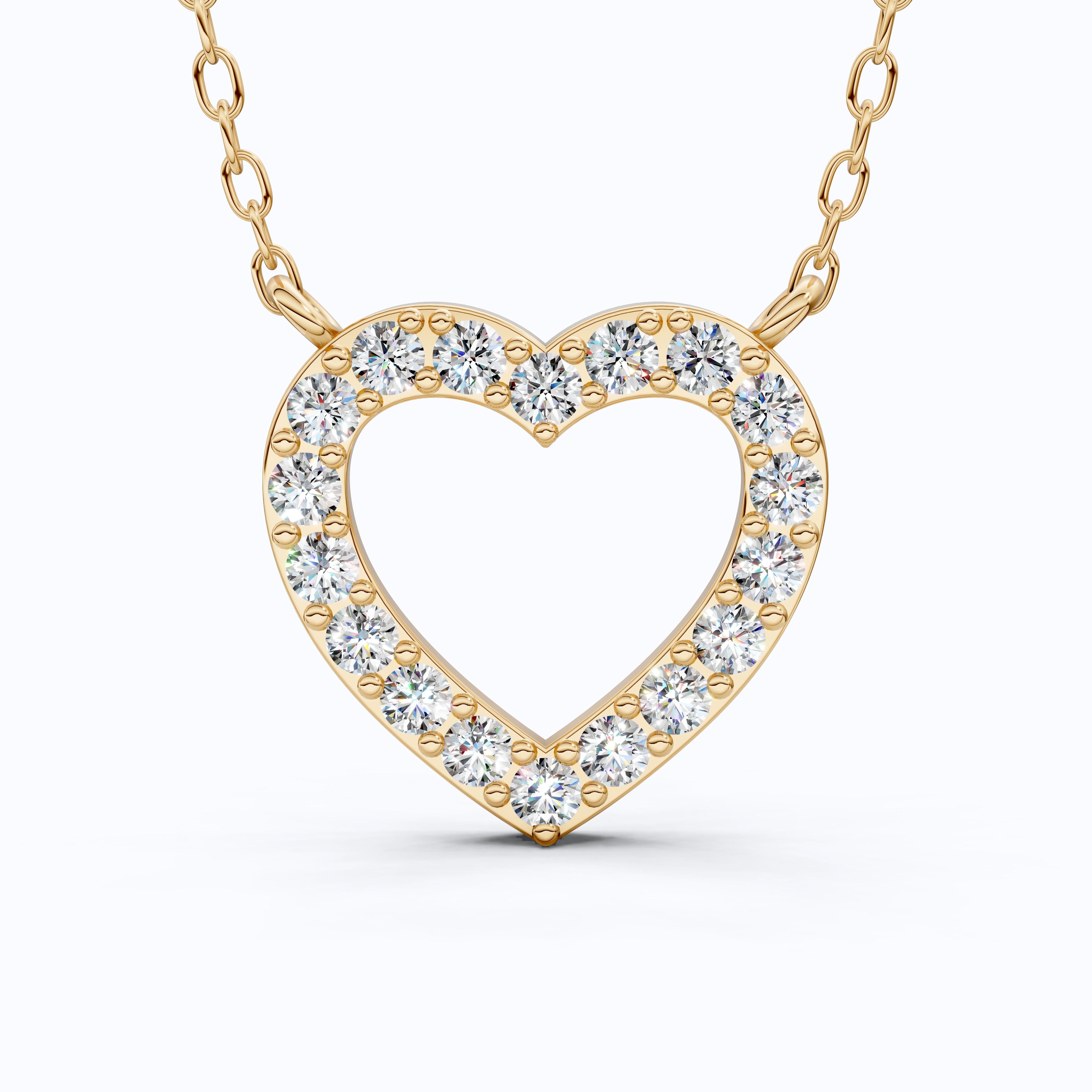 Modern Heart-Shaped Pavé Diamond Pendant in 14k Solid Gold, 0.63 TCW Round Cut Lab Diamonds,Engagement Jewelry, Wedding Gift for Wife, Everyday Pendant
