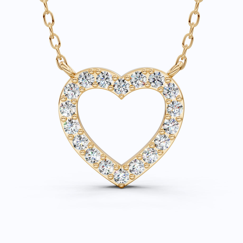 Modern Heart-Shaped Pavé Diamond Pendant in 14k Solid Gold, 0.63 TCW Round Cut Lab Diamonds,Engagement Jewelry, Wedding Gift for Wife, Everyday Pendant