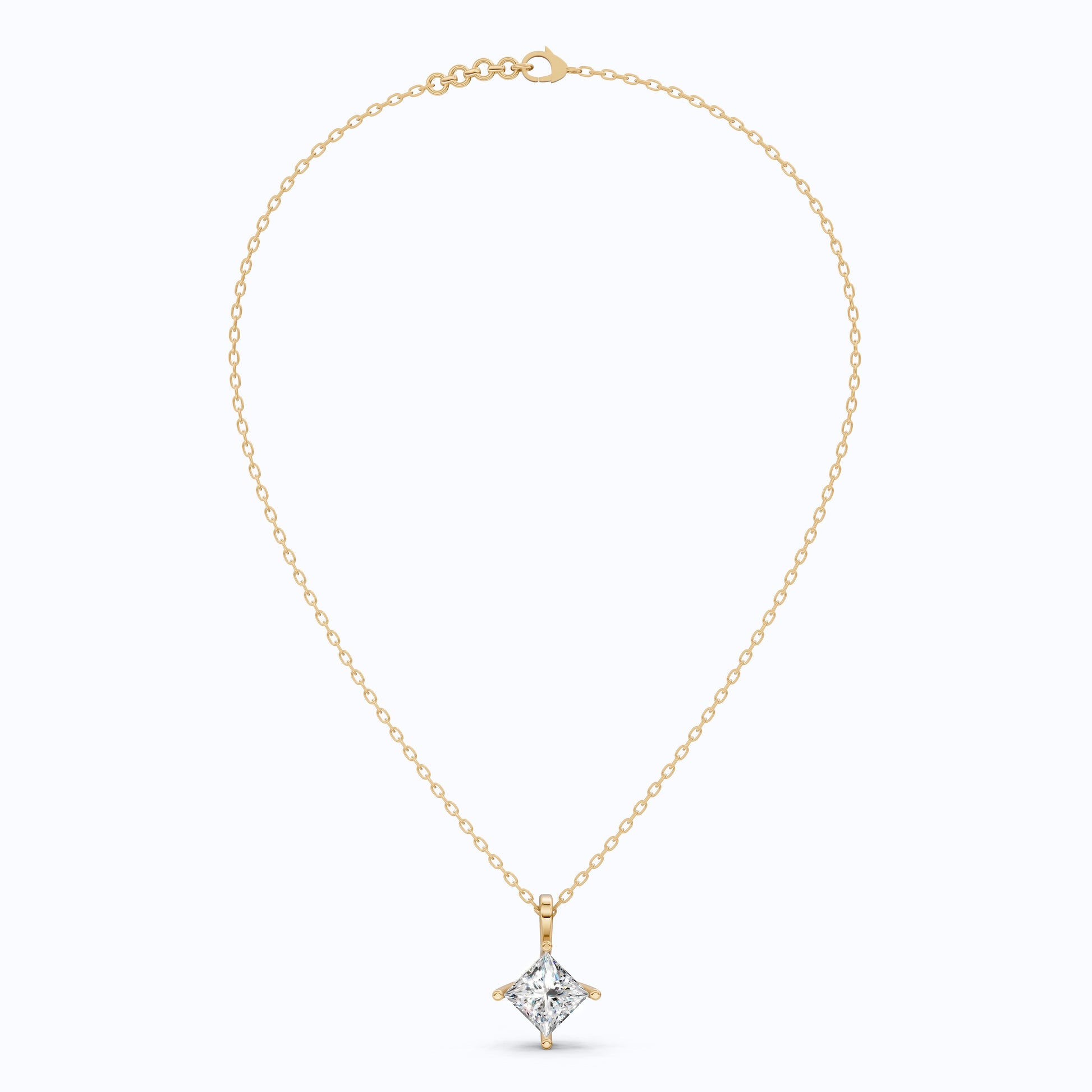 Elegant Princess Solitaire Wedding Pendant in 14k Solid Gold, 2.00 CT Princess Cut Lab Diamond, Bridal Gift, Everyday Pendant