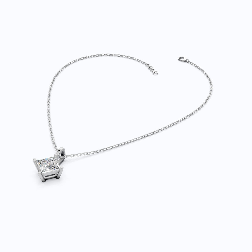 Elegant Princess Solitaire Wedding Pendant in 14k Solid Gold, 2.00 CT Princess Cut Lab Diamond, Bridal Gift, Everyday Pendant