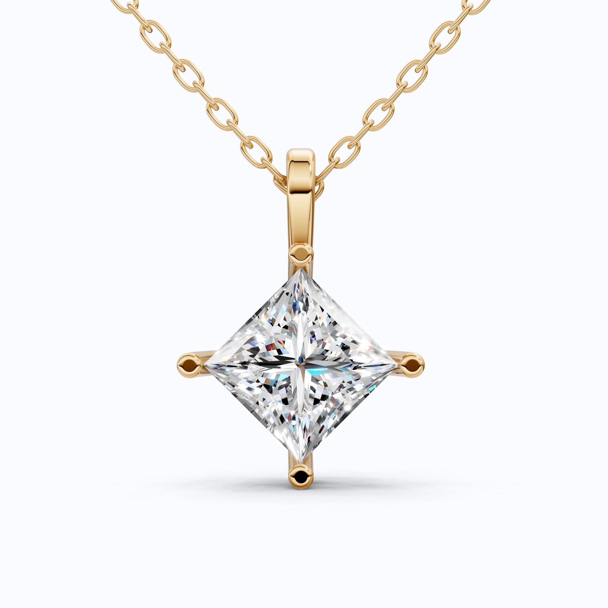 Elegant Princess Solitaire Wedding Pendant in 14k Solid Gold, 2.00 CT Princess Cut Lab Diamond, Bridal Gift, Everyday Pendant