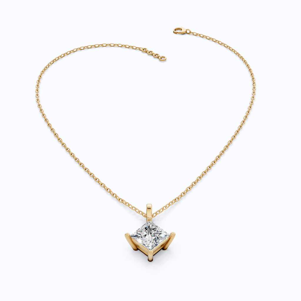 Elegant Princess Solitaire Wedding Pendant in 14k Solid Gold, 2.00 CT Princess Cut Lab Diamond, Bridal Gift, Everyday Pendant