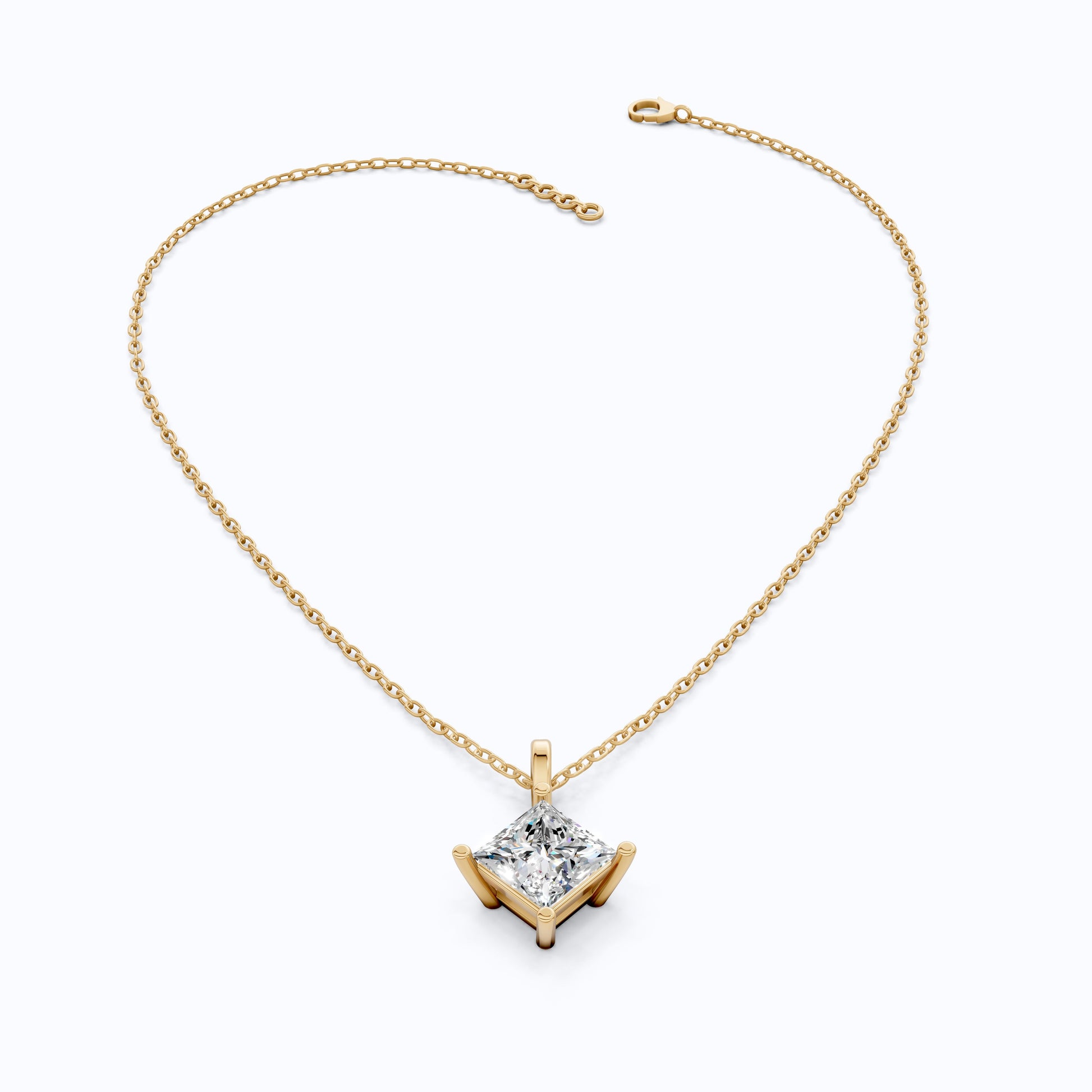 Elegant Princess Solitaire Wedding Pendant in 14k Solid Gold, 2.00 CT Princess Cut Lab Diamond, Bridal Gift, Everyday Pendant