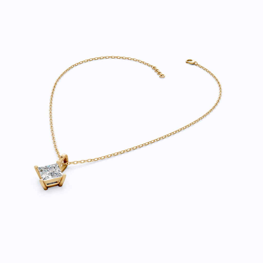 Elegant Princess Solitaire Wedding Pendant in 14k Solid Gold, 2.00 CT Princess Cut Lab Diamond, Bridal Gift, Everyday Pendant