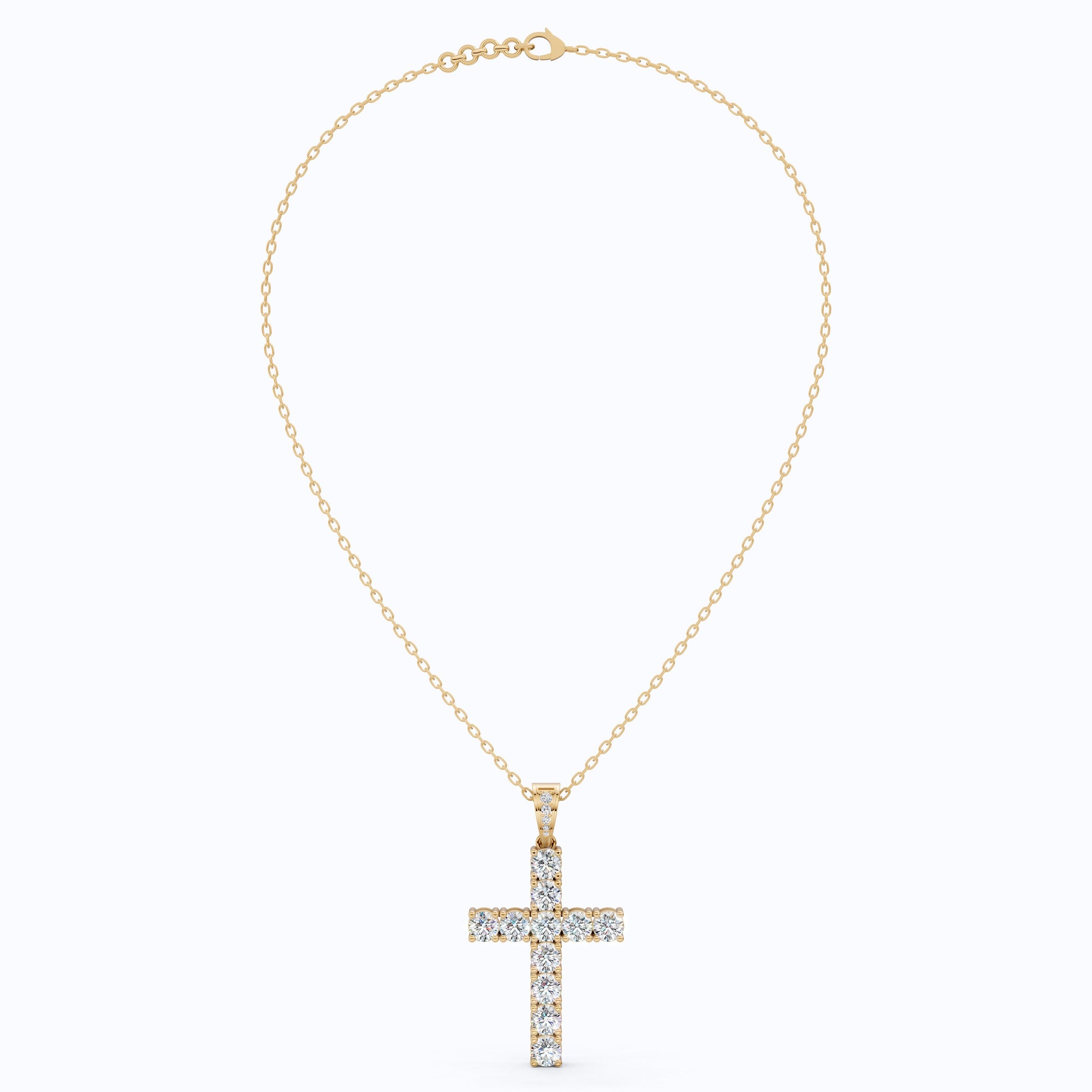 Classic Round Cluster Cross Pendant in 14k Solid Gold, 5.14 TCW Round Cut Lab Grown Diamonds, Faith Gift for Her, Jesus Cross Pendant