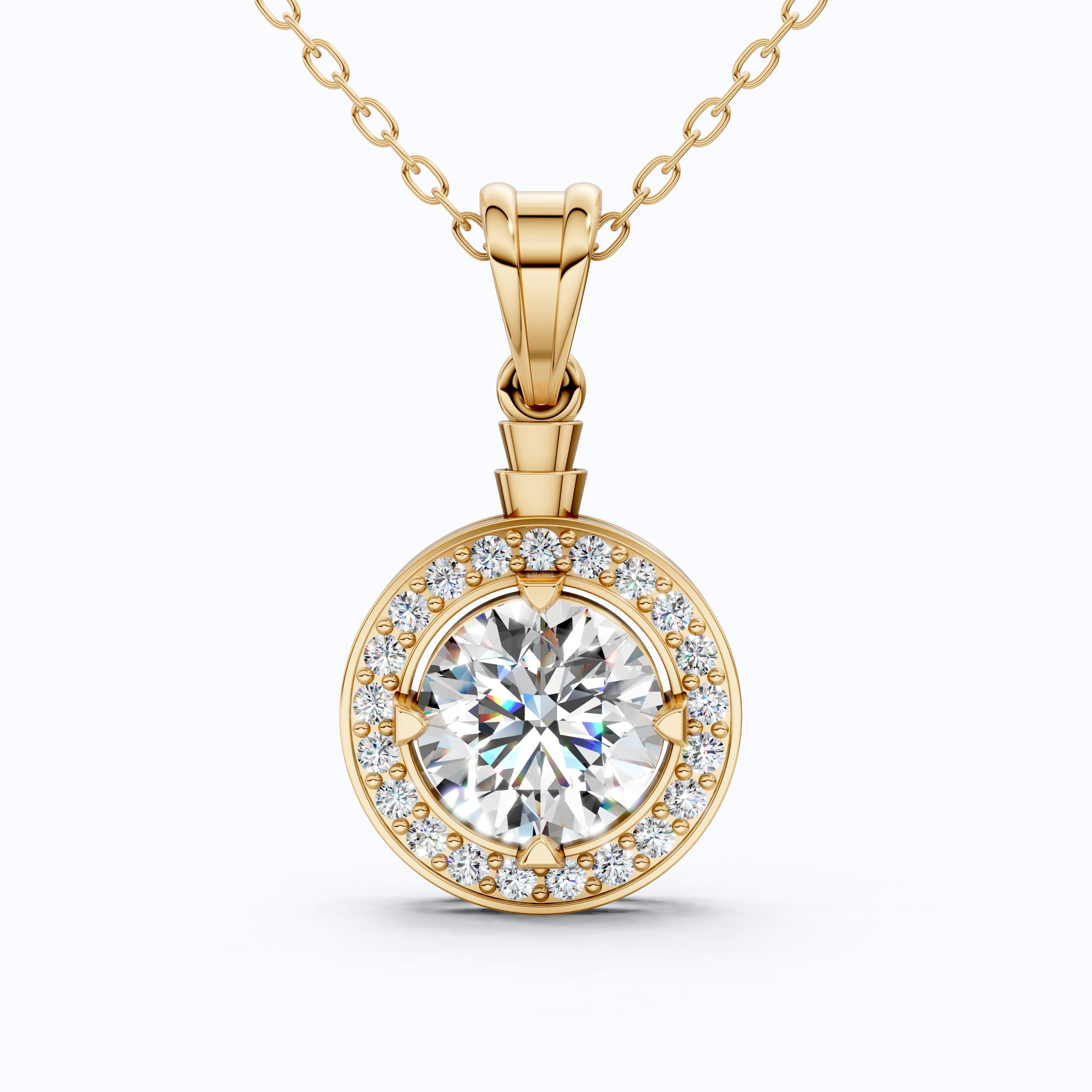 Timeless Halo Cluster Wedding Pendant in 14K Solid Gold, 2.50 CT Round Cut Lab Grown Diamond, Anniversary Gift For Her, Daily Wear Jewelry