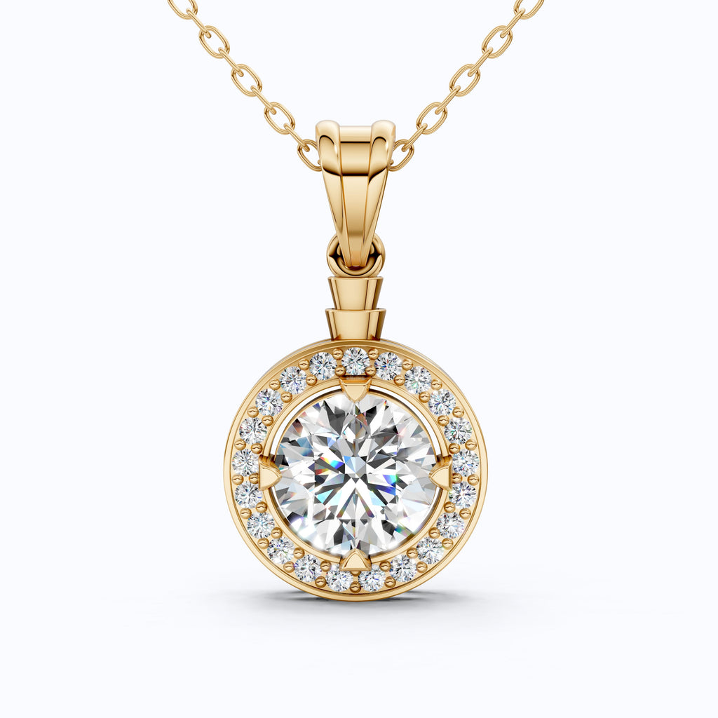 Timeless Halo Cluster Wedding Pendant in 14K Solid Gold, 2.50 CT Round Cut Lab Grown Diamond, Anniversary Gift For Her, Daily Wear Jewelry