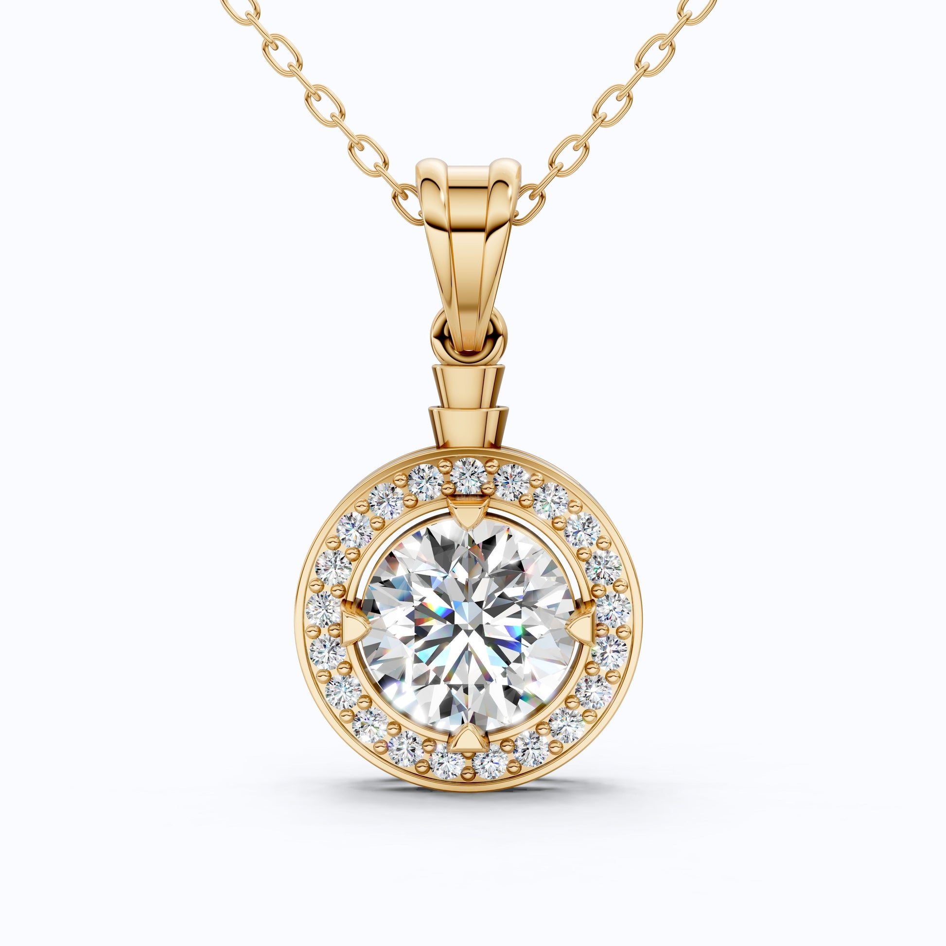 Timeless Halo Cluster Wedding Pendant in 14K Solid Gold, 2.50 CT Round Cut Lab Grown Diamond, Anniversary Gift For Her, Daily Wear Jewelry