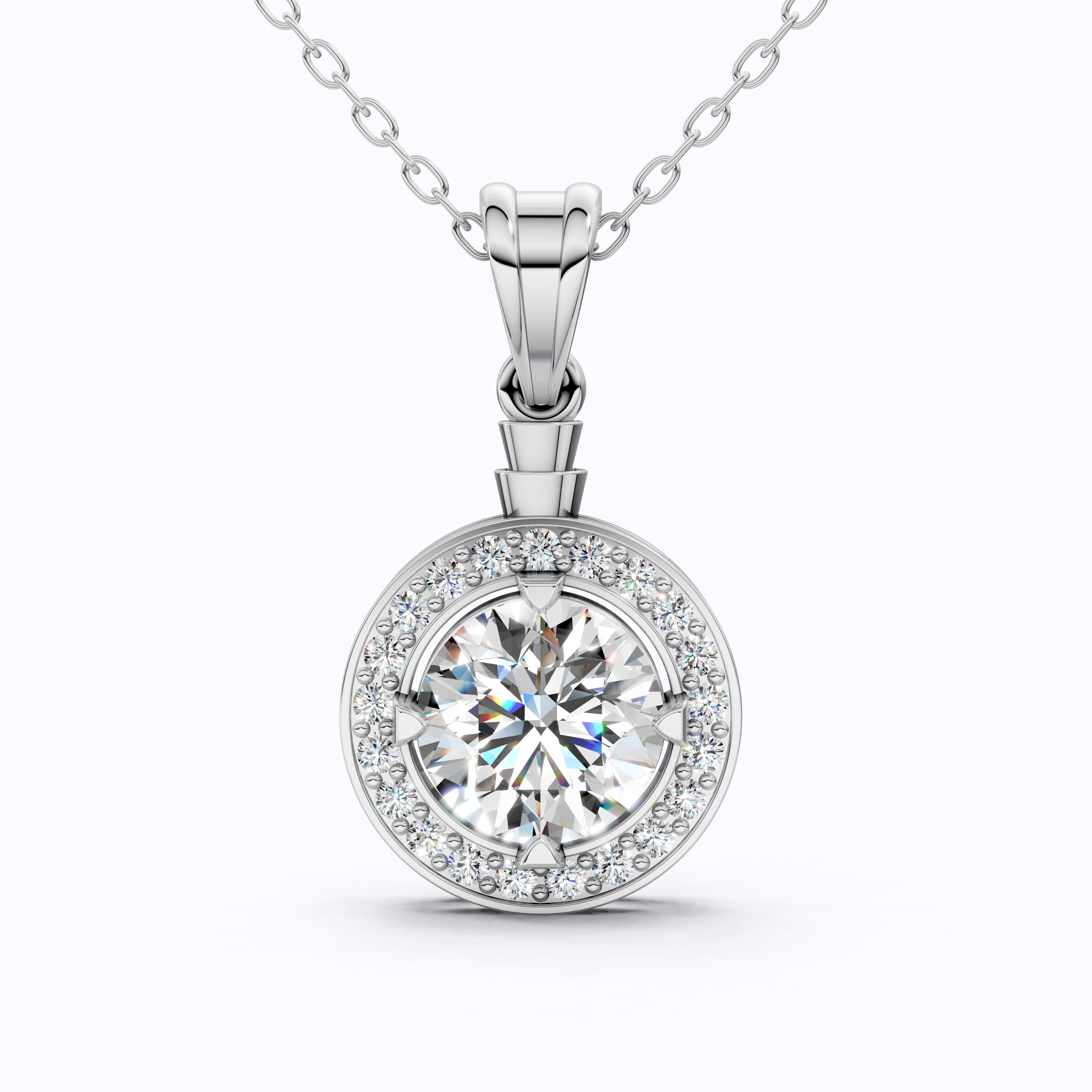 Timeless Halo Cluster Wedding Pendant in 14K Solid Gold, 2.50 CT Round Cut Lab Grown Diamond, Anniversary Gift For Her, Daily Wear Jewelry