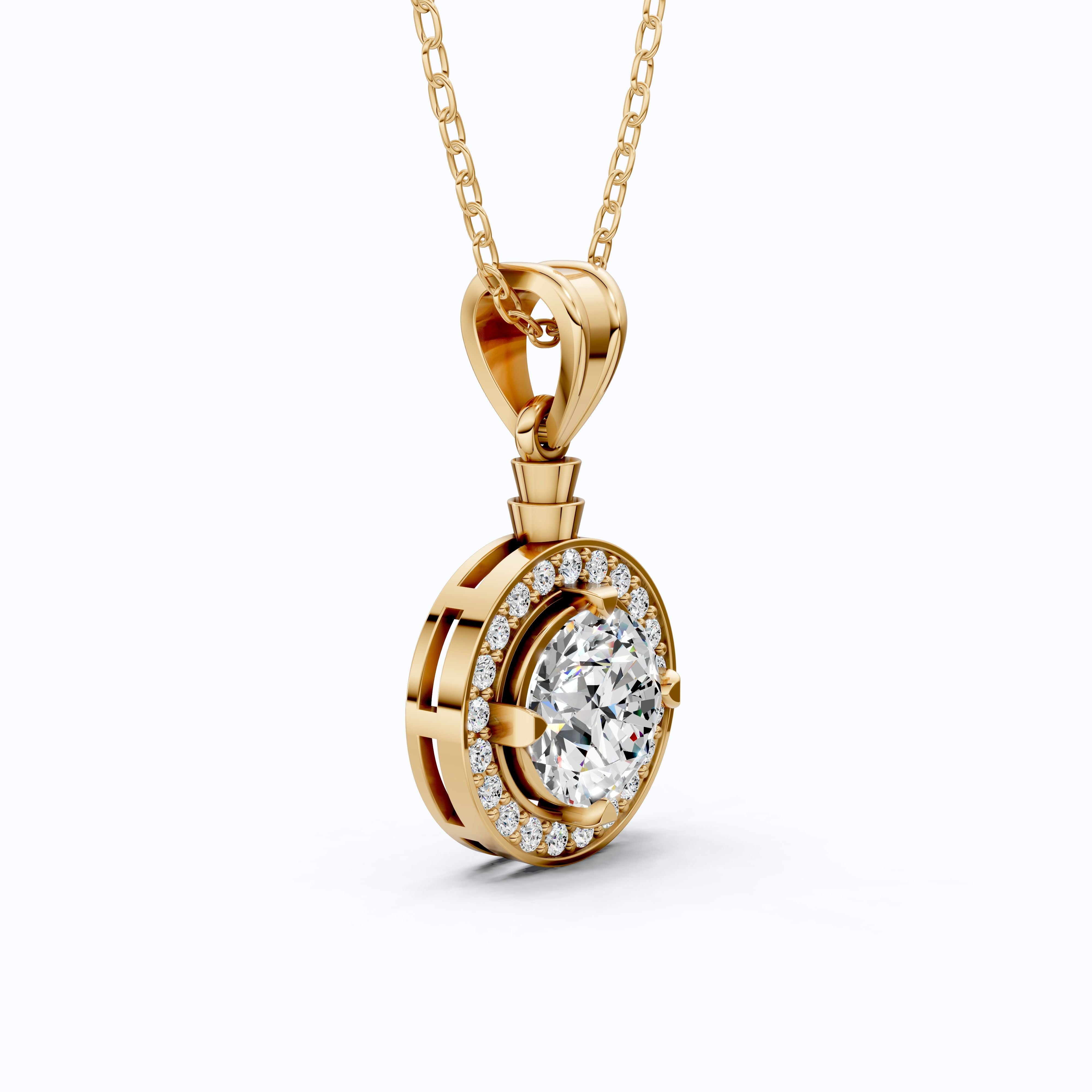Timeless Halo Cluster Wedding Pendant in 14K Solid Gold, 2.50 CT Round Cut Lab Grown Diamond, Anniversary Gift For Her, Daily Wear Jewelry