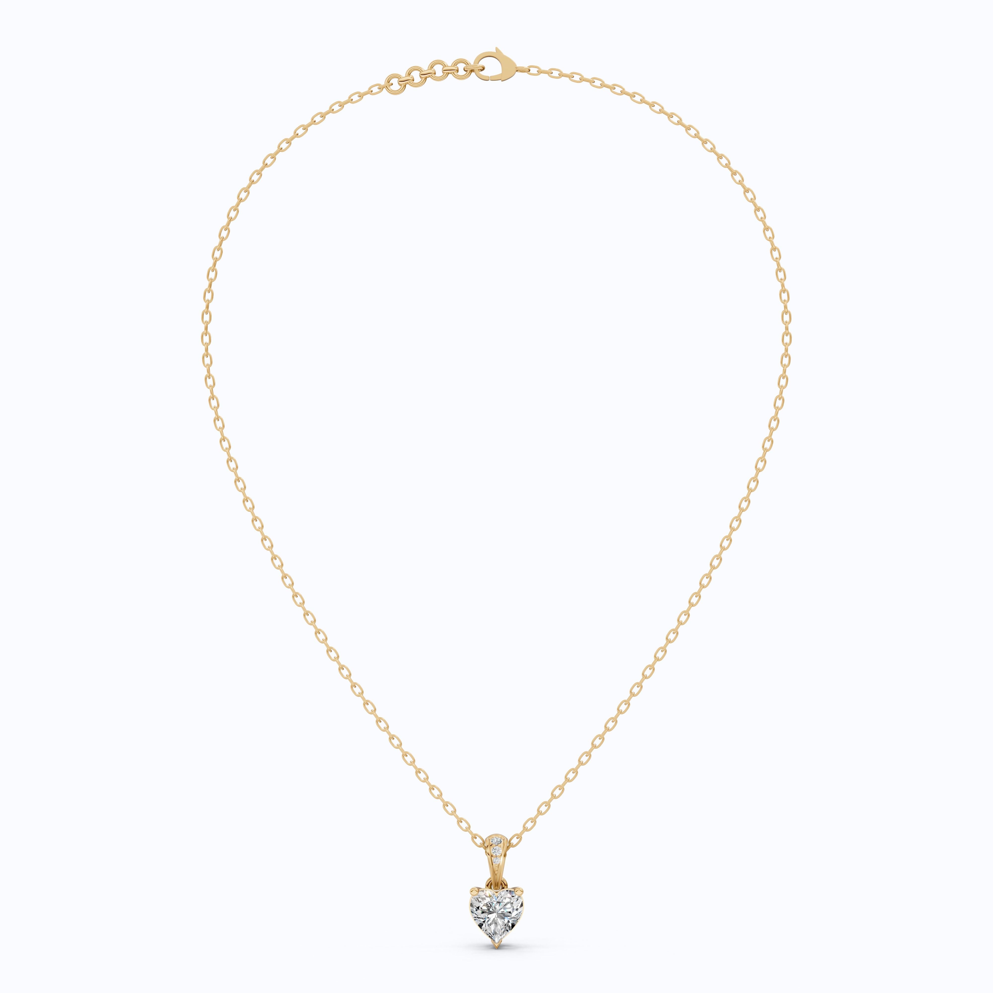 1.00 CT Heart Cut Solitaire Pendant in Lab Diamond - 14K Solid Gold, Engagement Gift, Bridal Jewelry