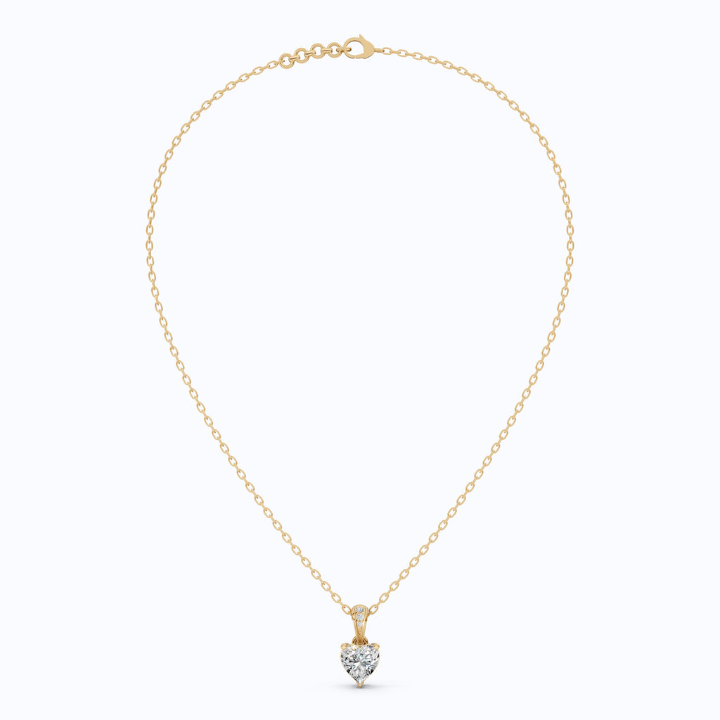 1.00 CT Heart Cut Solitaire Pendant in Lab Diamond - 14K Solid Gold, Engagement Gift, Bridal Jewelry