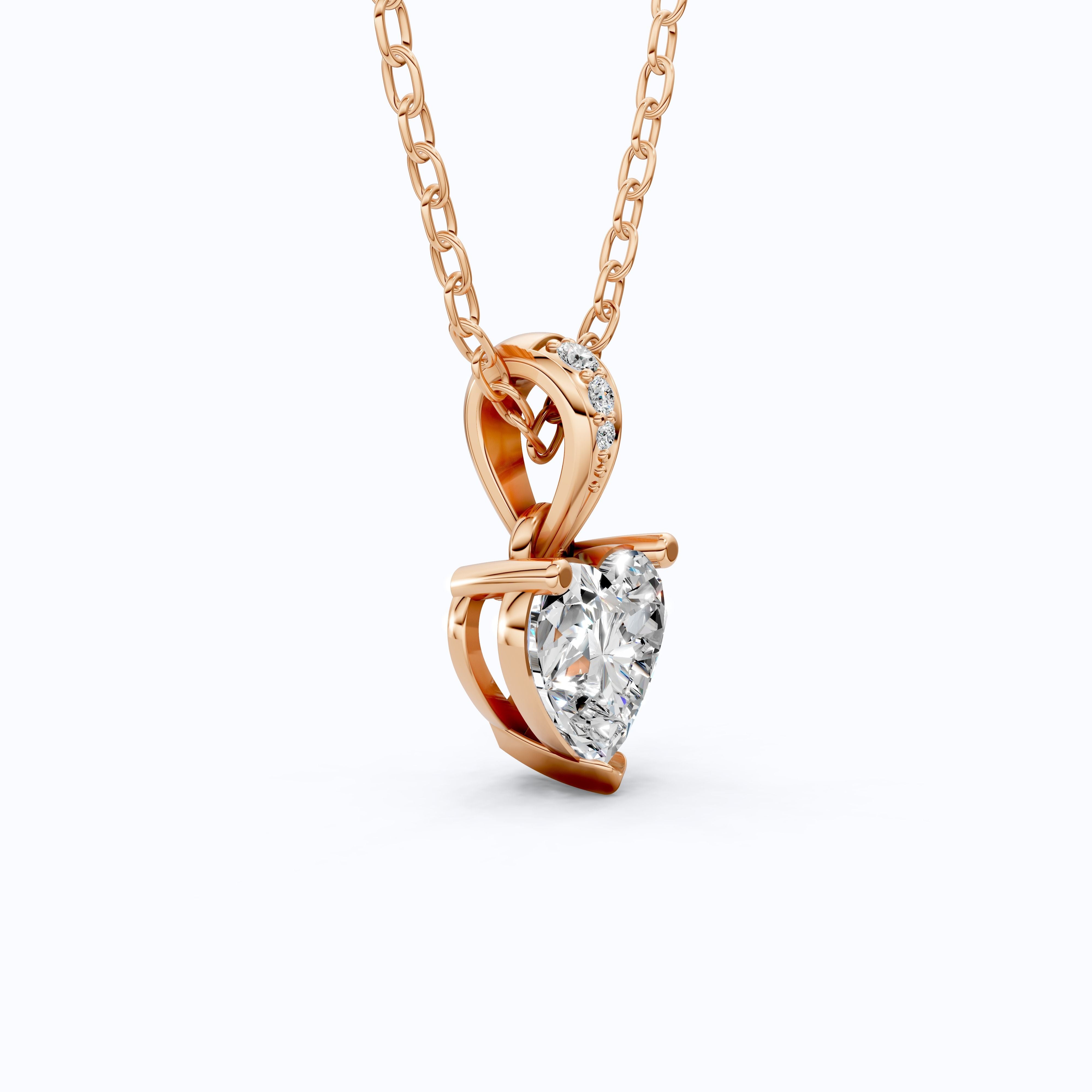 1.00 CT Heart Cut Solitaire Pendant in Lab Diamond - 14K Solid Gold, Engagement Gift, Bridal Jewelry