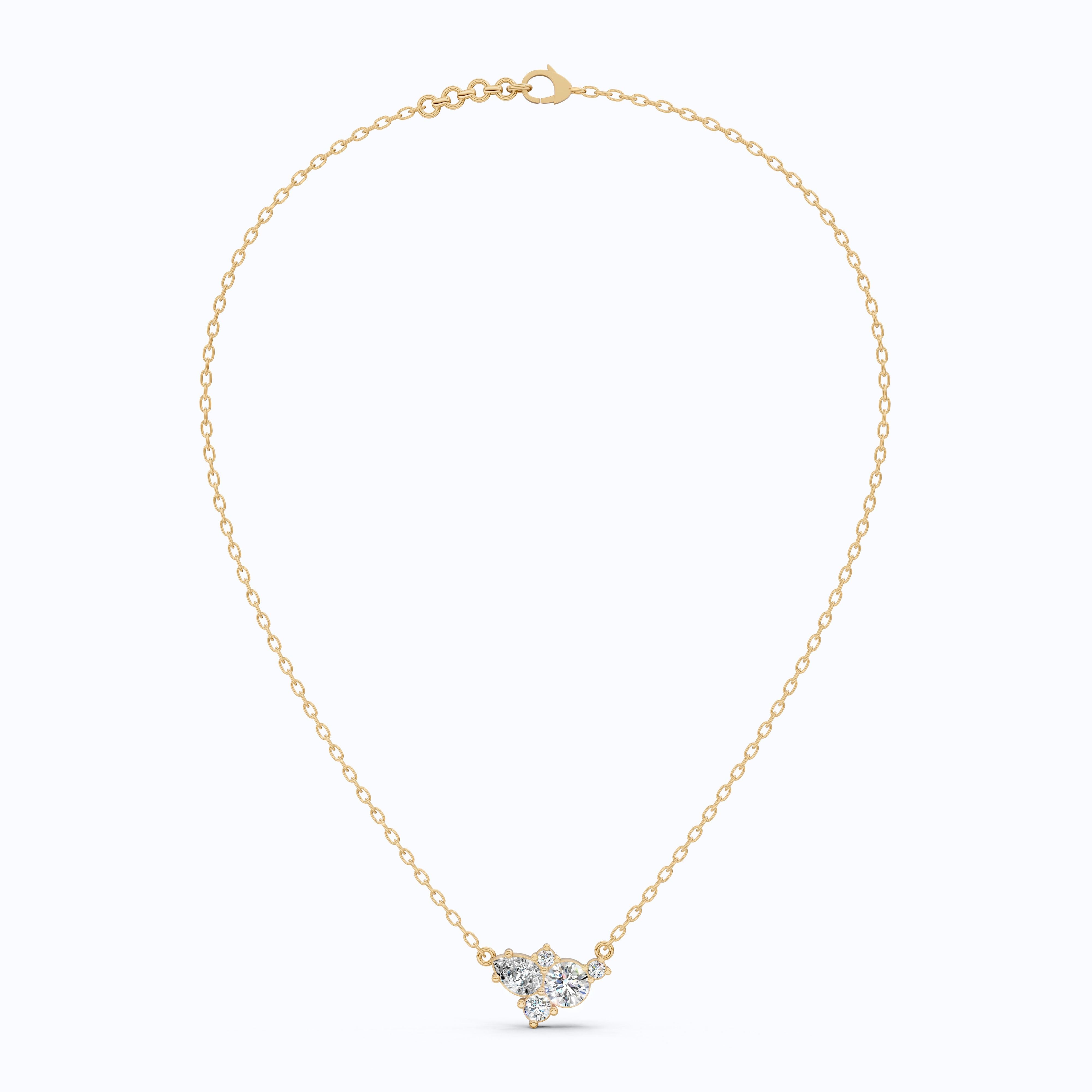 Elegant Pear & Round Multi-Stone Pendant in 14K Solid Gold, 1.12 TCW Pear/Round Cut Lab Grown Diamonds, Bridal Jewelry, Wedding Gift for Her