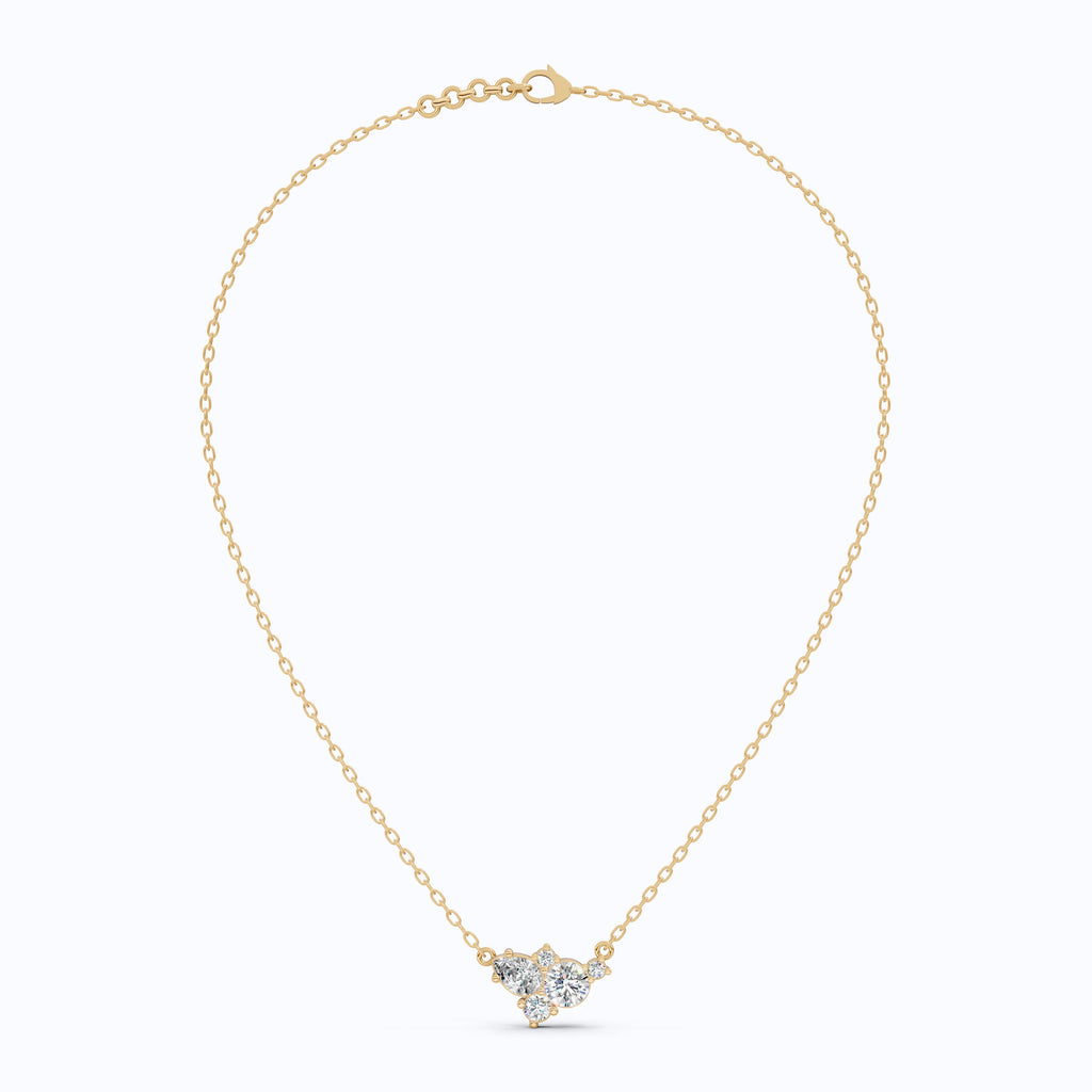 Elegant Pear & Round Multi-Stone Pendant in 14K Solid Gold, 1.12 TCW Pear/Round Cut Lab Grown Diamonds, Bridal Jewelry, Wedding Gift for Her