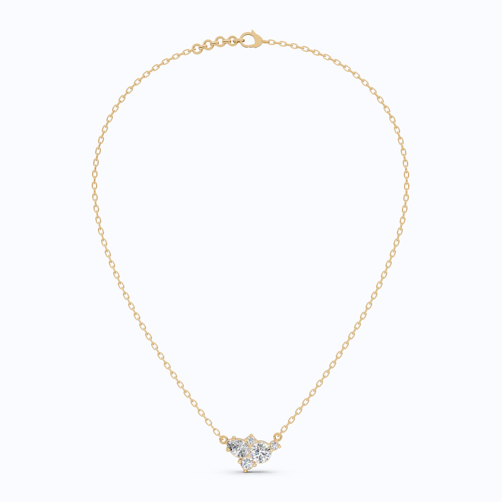 Elegant Pear & Round Multi-Stone Pendant in 14K Solid Gold, 1.12 TCW Pear/Round Cut Lab Grown Diamonds, Bridal Jewelry, Wedding Gift for Her