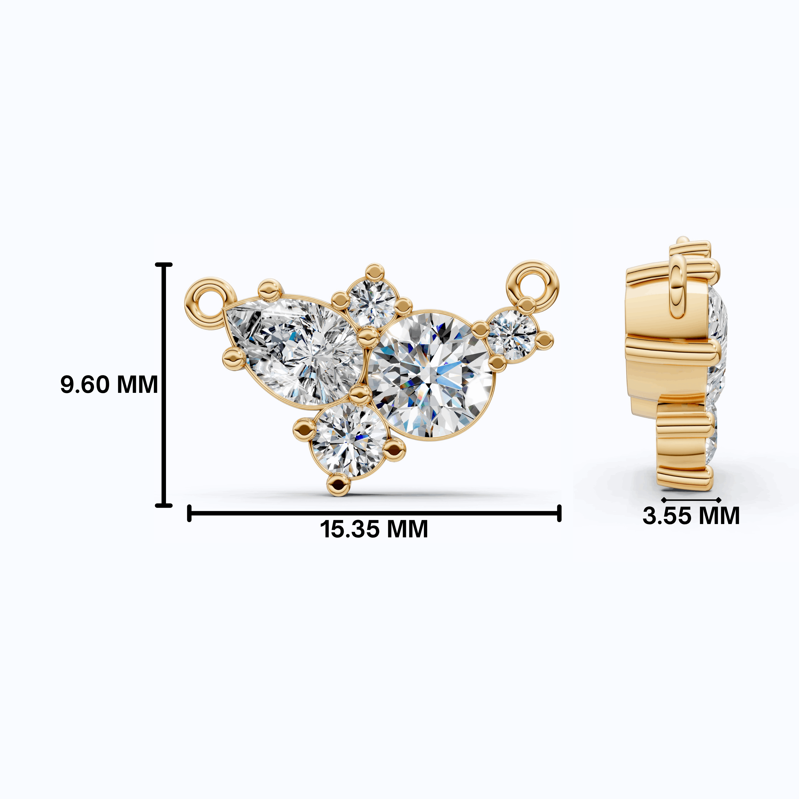 Elegant Pear & Round Multi-Stone Pendant in 14K Solid Gold, 1.12 TCW Pear/Round Cut Lab Grown Diamonds, Bridal Jewelry, Wedding Gift for Her