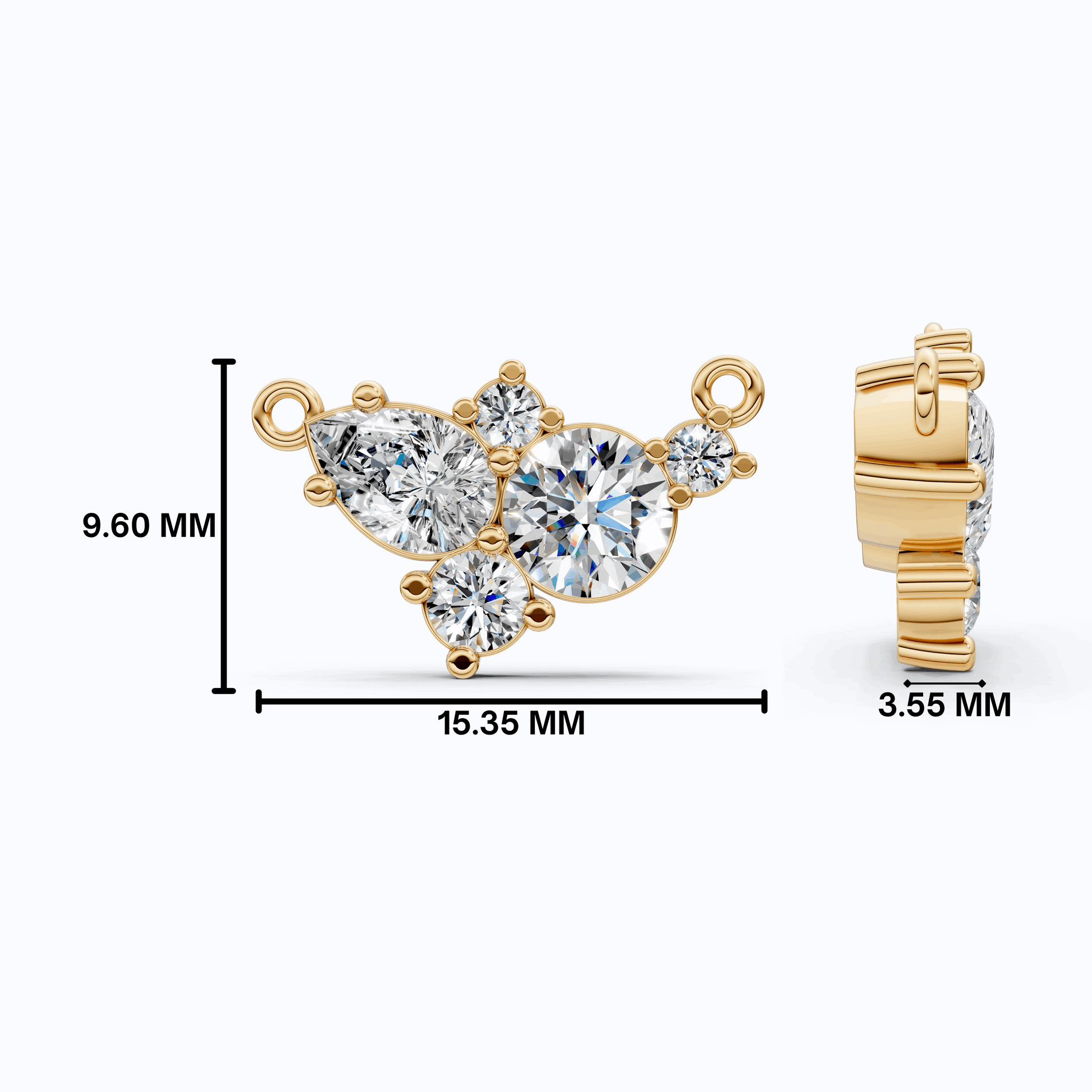 Elegant Pear & Round Multi-Stone Pendant in 14K Solid Gold, 1.12 TCW Pear/Round Cut Lab Grown Diamonds, Bridal Jewelry, Wedding Gift for Her