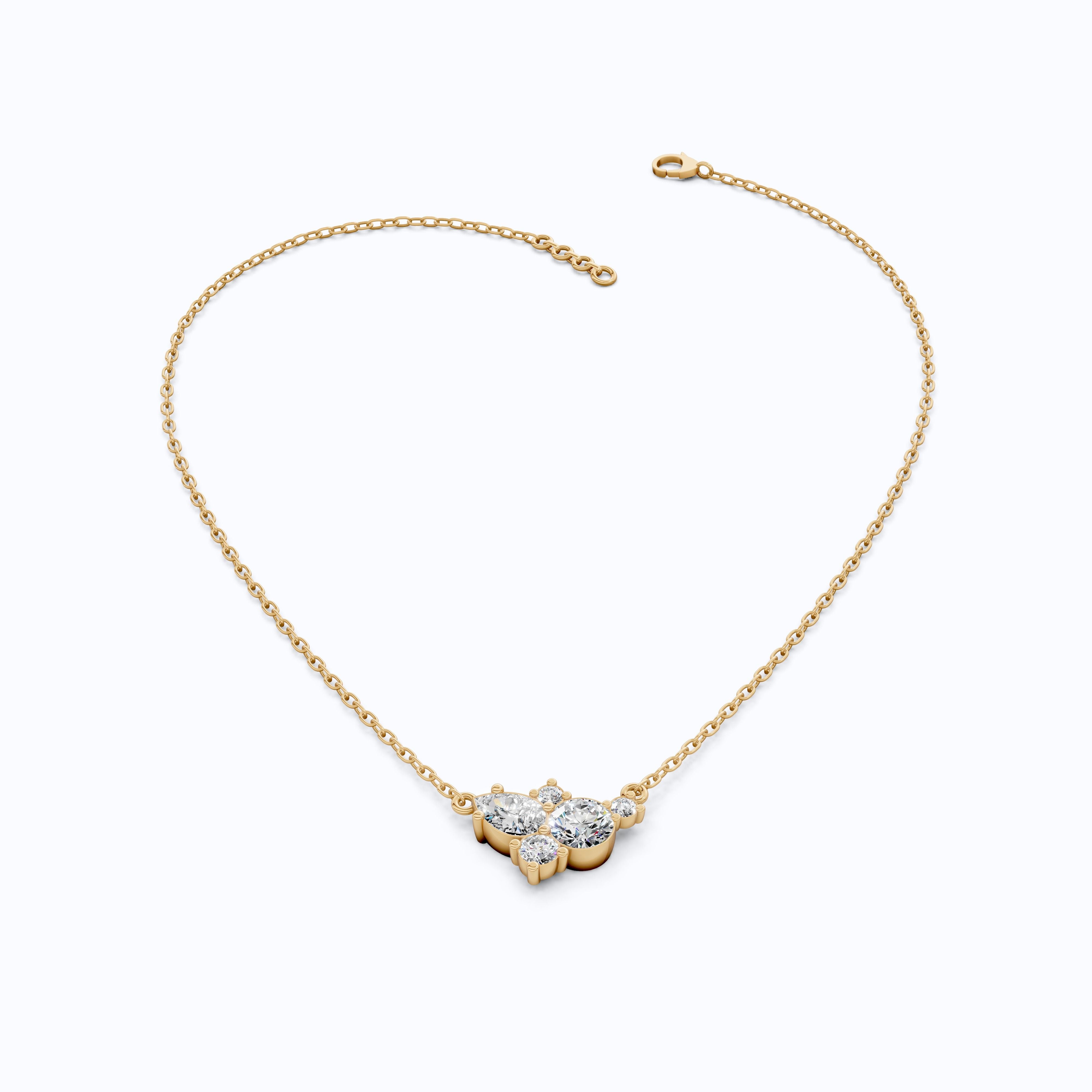 Elegant Pear & Round Multi-Stone Pendant in 14K Solid Gold, 1.12 TCW Pear/Round Cut Lab Grown Diamonds, Bridal Jewelry, Wedding Gift for Her