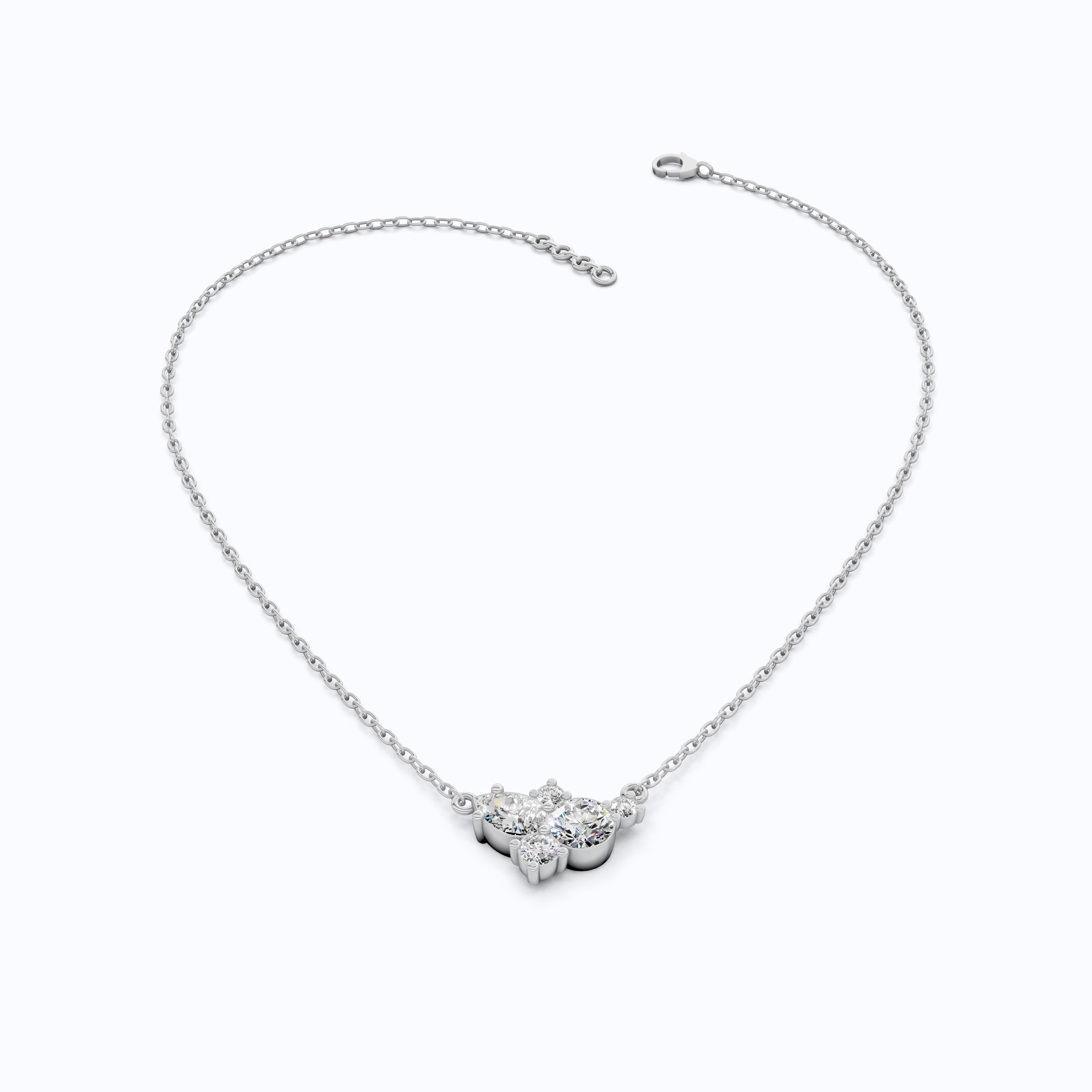 Elegant Pear & Round Multi-Stone Pendant in 14K Solid Gold, 1.12 TCW Pear/Round Cut Lab Grown Diamonds, Bridal Jewelry, Wedding Gift for Her