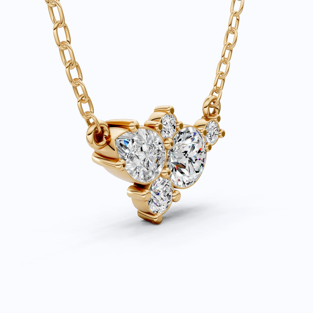 Elegant Pear & Round Multi-Stone Pendant in 14K Solid Gold, 1.12 TCW Pear/Round Cut Lab Grown Diamonds, Bridal Jewelry, Wedding Gift for Her