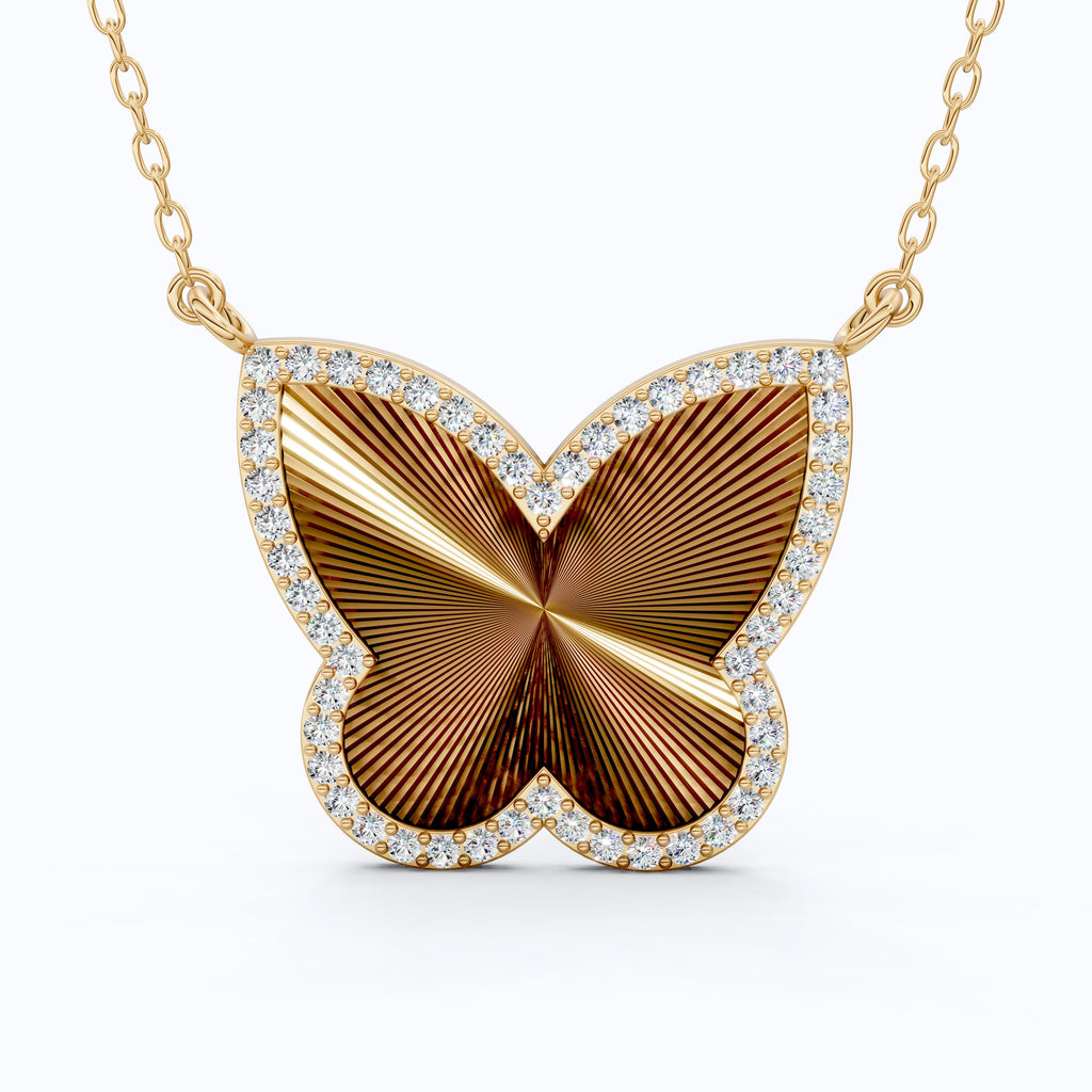 Elegant Bold Butterfly Everyday Pendant in 14k Solid Gold, 0.78 TCW Round Cut Lab Grown Diamonds, Birthday Gift for Fashion Lovers