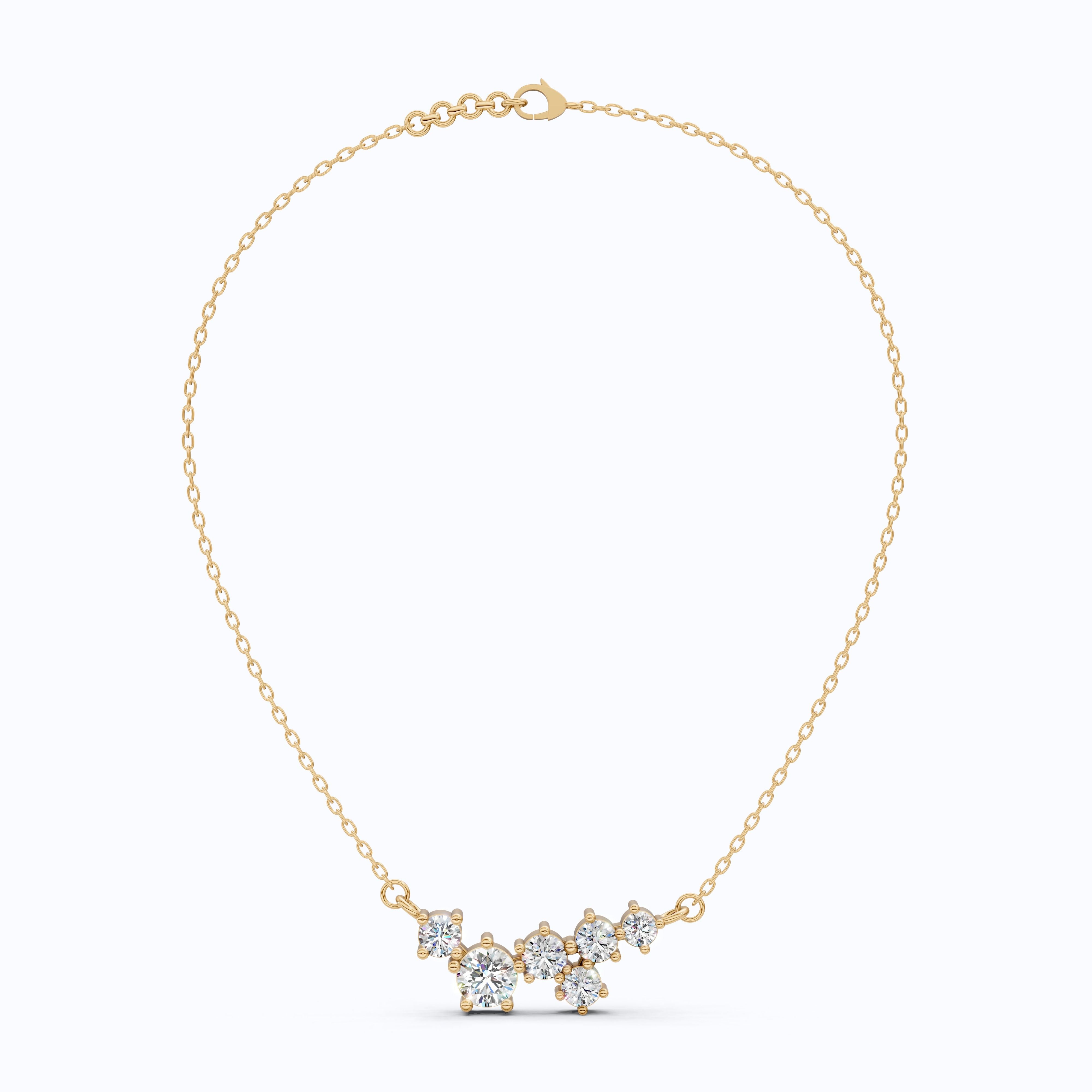 Graduated Round Cluster Statement Pendant in 14k Solid Gold, 2.19 TCW Round Cut Lab Diamonds, Bridal Necklace, Unique Pendant