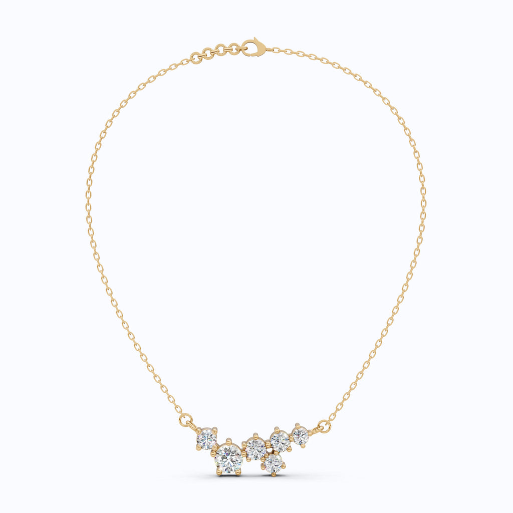 Graduated Round Cluster Statement Pendant in 14k Solid Gold, 2.19 TCW Round Cut Lab Diamonds, Bridal Necklace, Unique Pendant