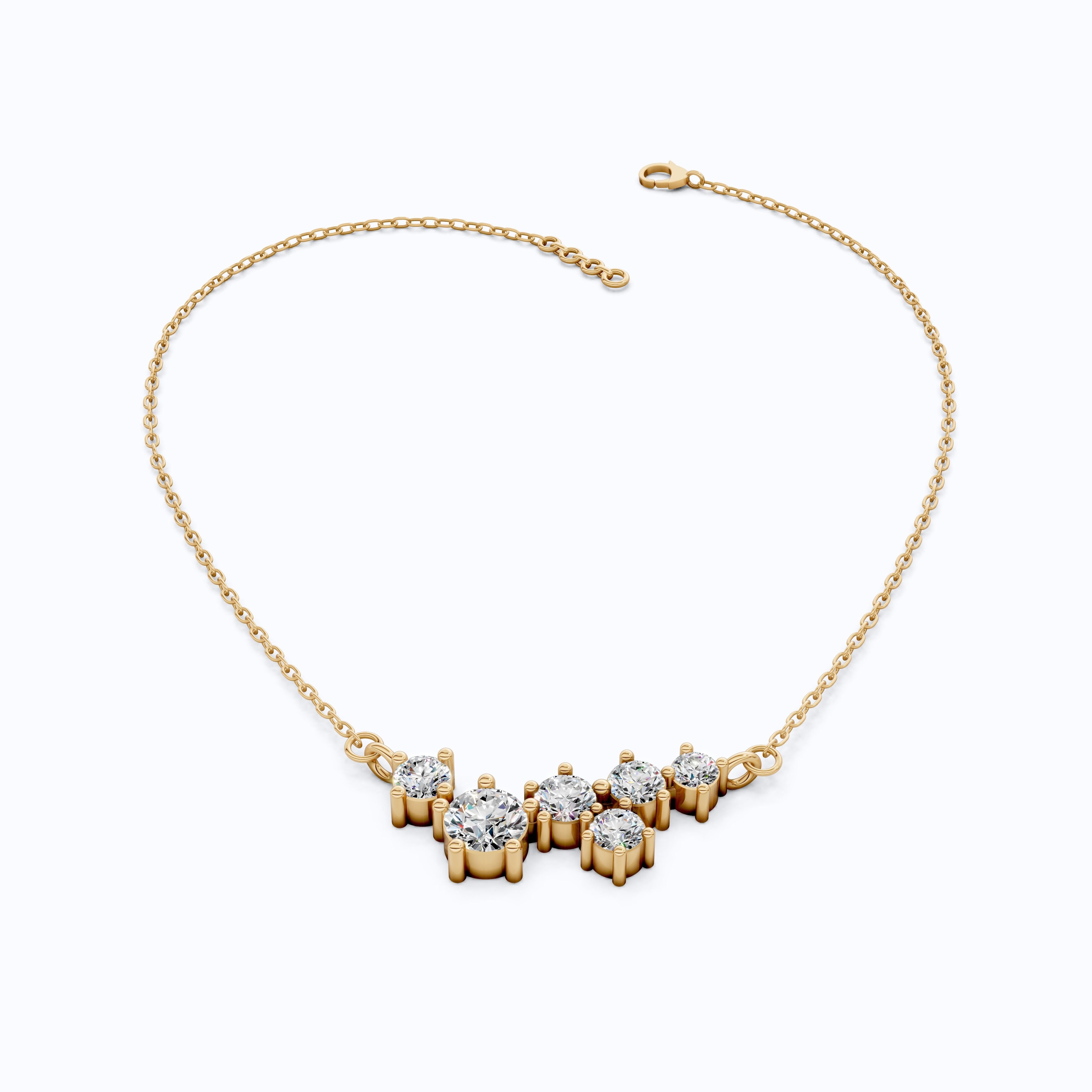 Graduated Round Cluster Statement Pendant in 14k Solid Gold, 2.19 TCW Round Cut Lab Diamonds, Bridal Necklace, Unique Pendant